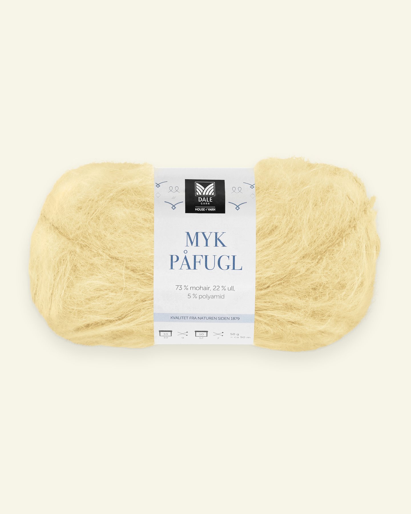 Dale Garn, mohair/wool yarn "Myk Påfugl", light yellow1 (7901) 90000242_pack