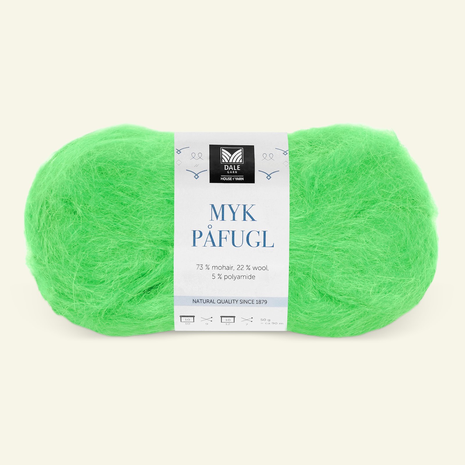 Dale Garn, mohair/wool yarn "Myk Påfugl", neon green (7958) 90001231_pack