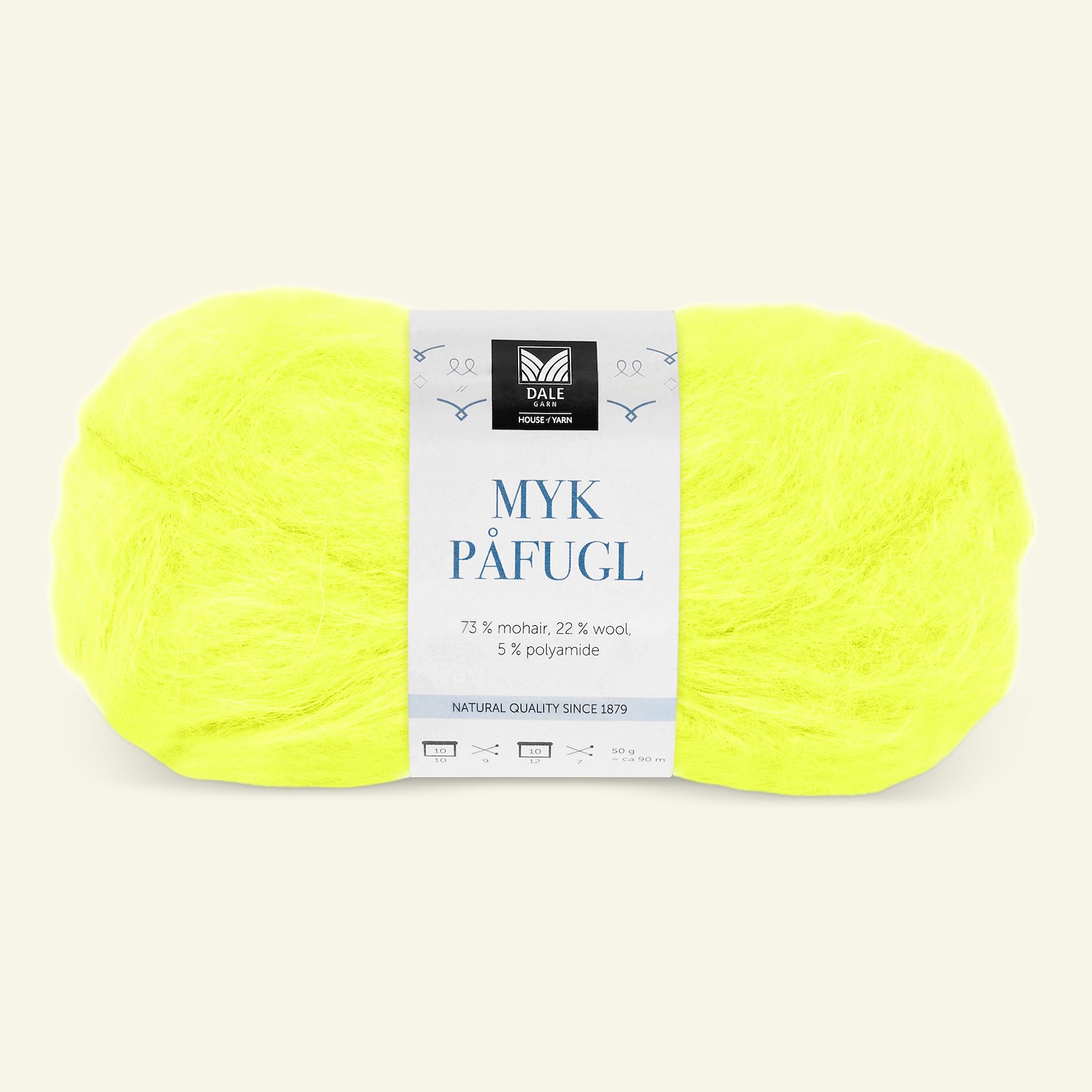 Dale Garn, mohair/wool yarn "Myk Påfugl", neon yellow (7959) 90001232_pack