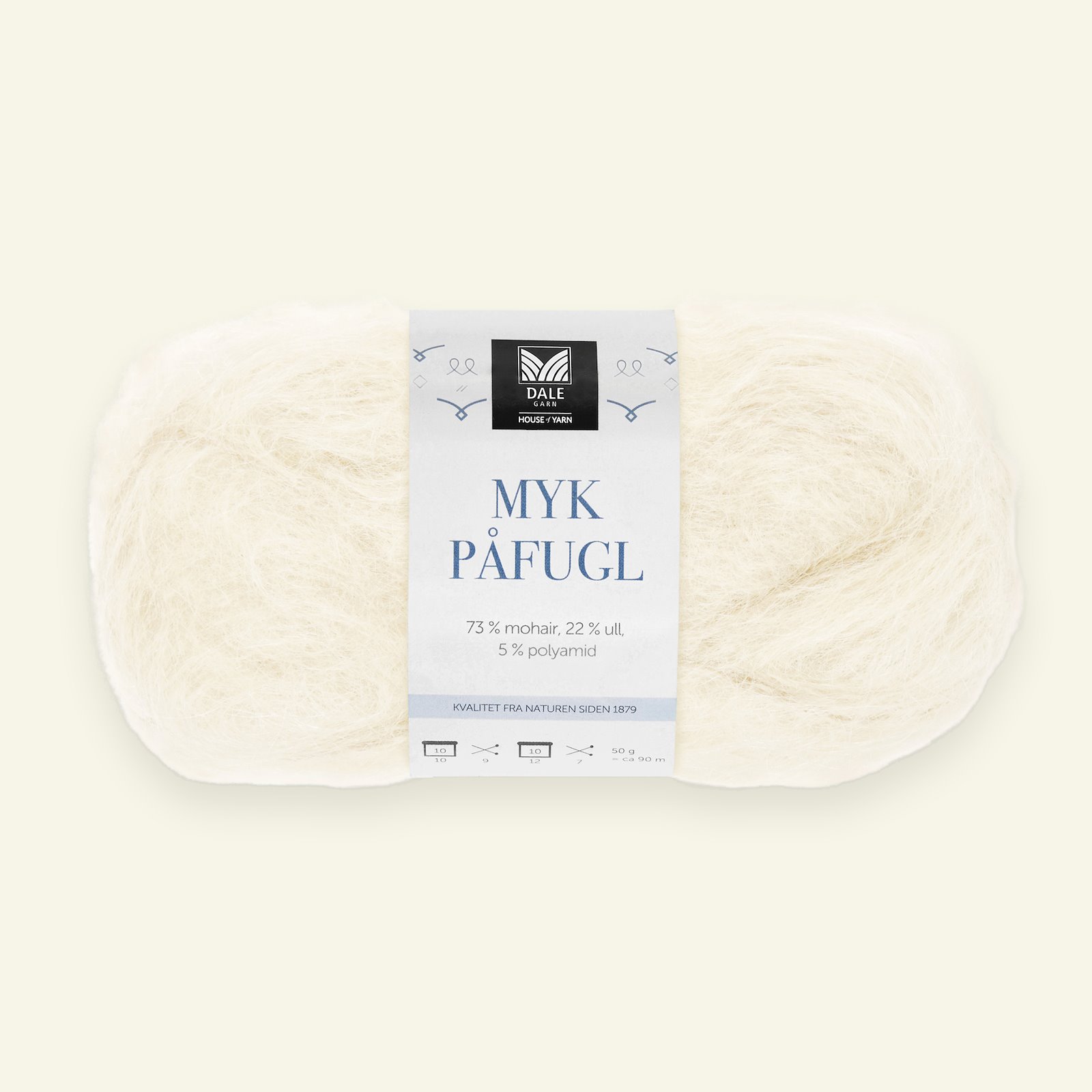 Dale Garn, mohair/wool yarn "Myk Påfugl", offwhite (0020) 90000268_pack