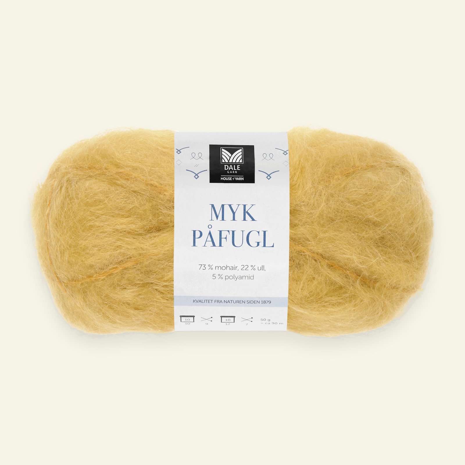 Dale Garn, mohair/wool yarn "Myk Påfugl", sweetcorn yellow 90000243_pack