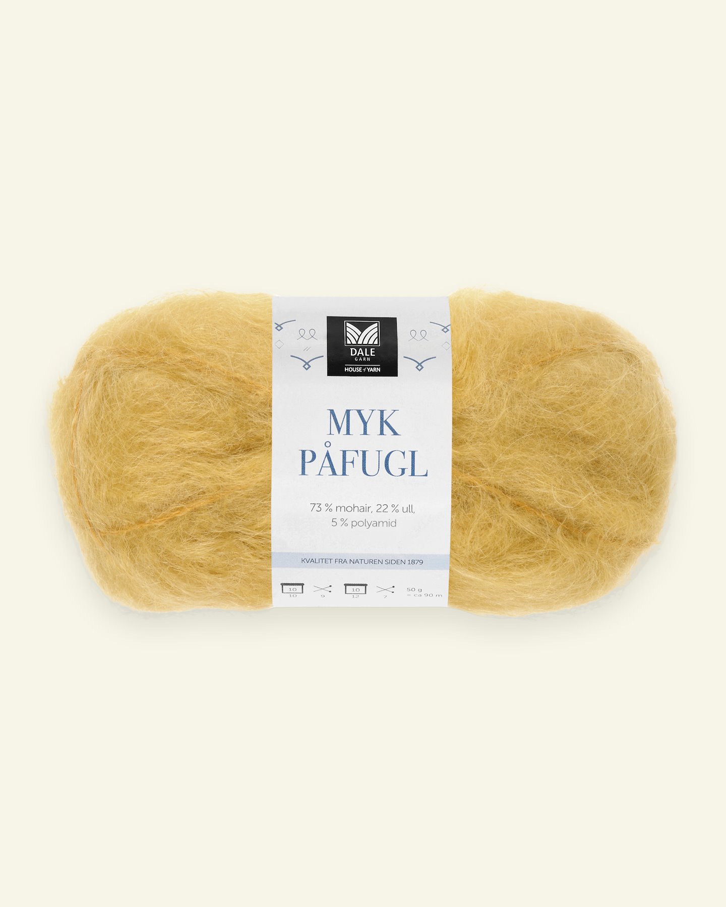 Dale Garn, mohair/wool yarn "Myk Påfugl", sweetcorn yellow 90000243_pack