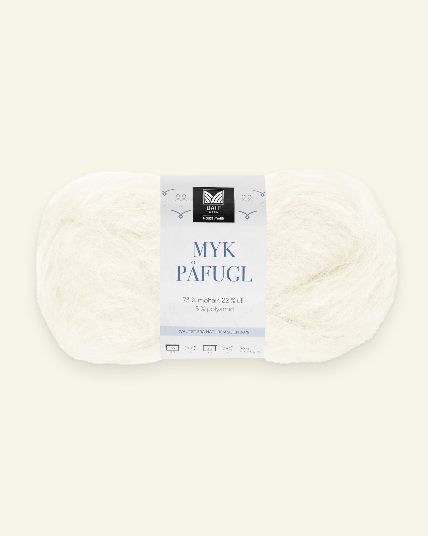 Dale Garn, mohair/wool yarn "Myk Påfugl", white (0010) 90000267_pack