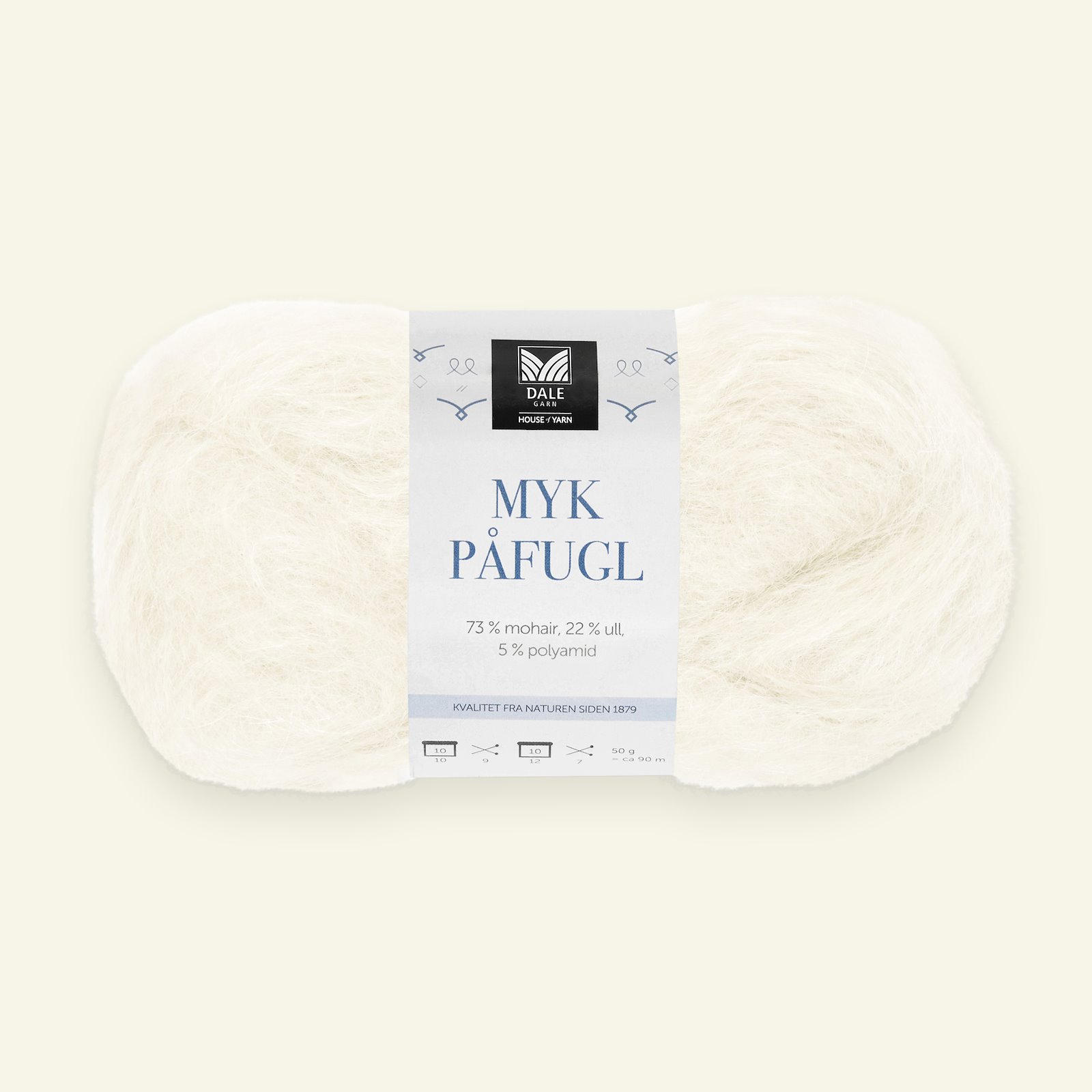 Dale Garn, mohair/wool yarn "Myk Påfugl", white (0010) 90000267_pack