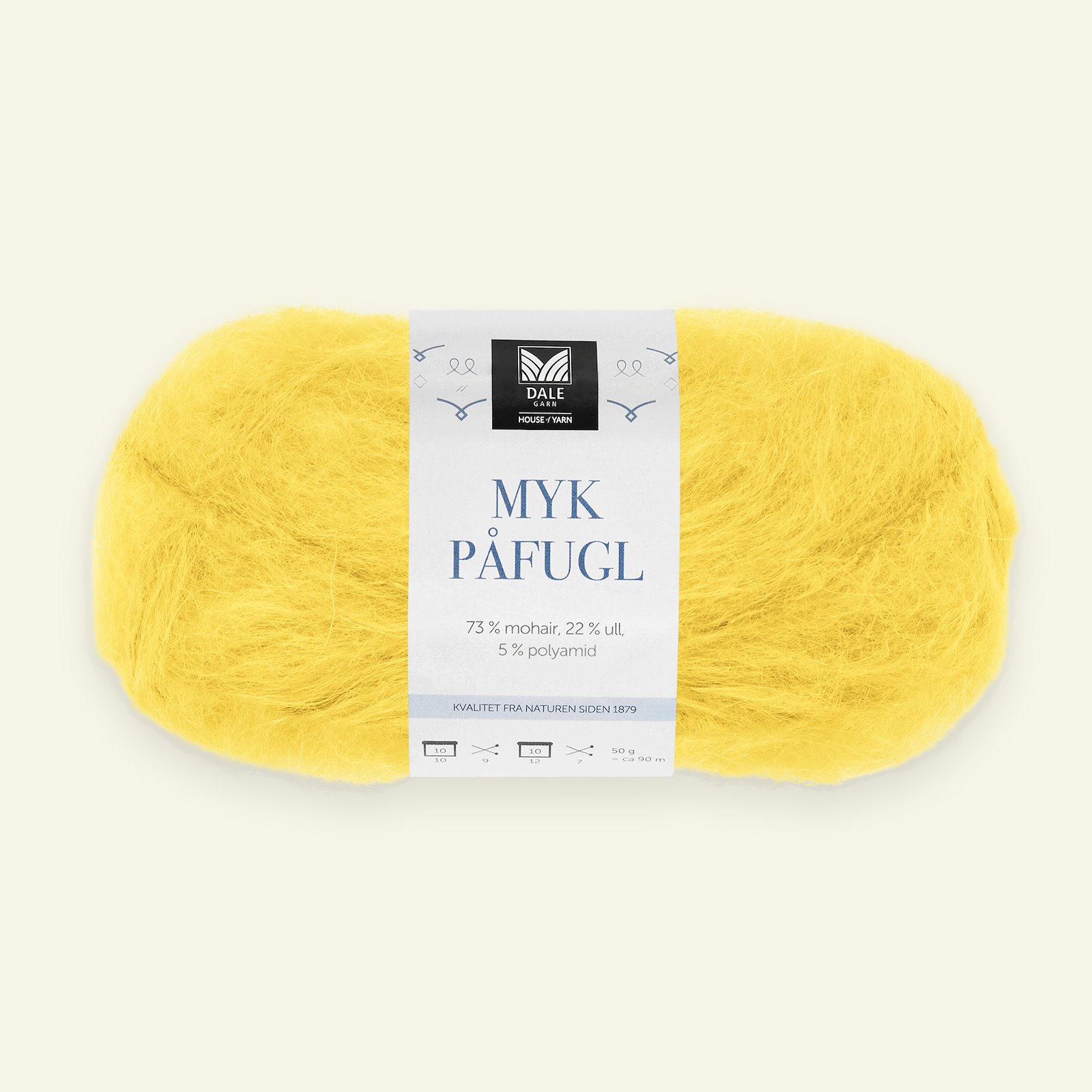 Dale Garn, mohair/wool yarn "Myk Påfugl", yellow (7947) 90000262_pack