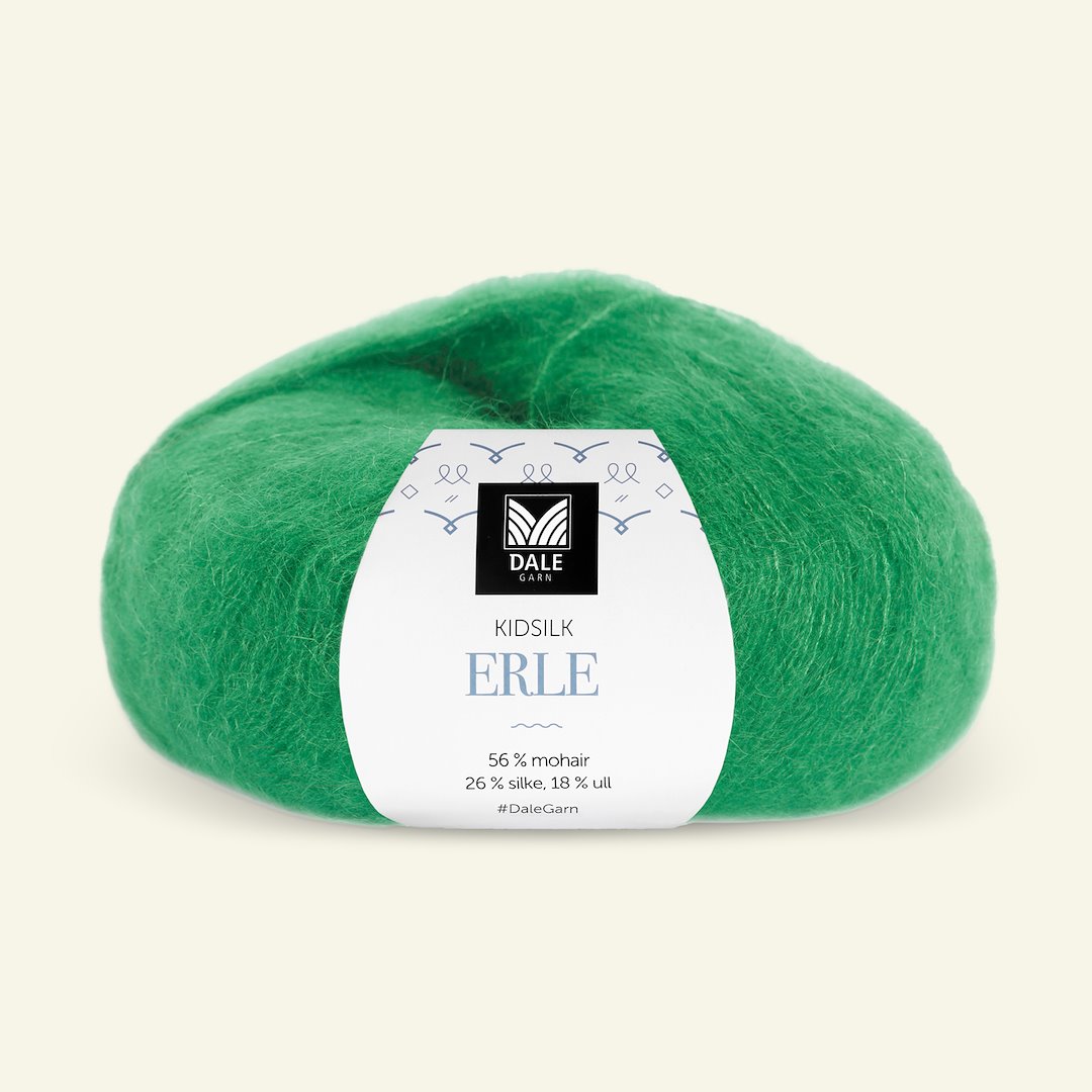 Se Dale Garn, silk mohair uldgarn "Kidsilk Erle", grøn (9073) hos Selfmade