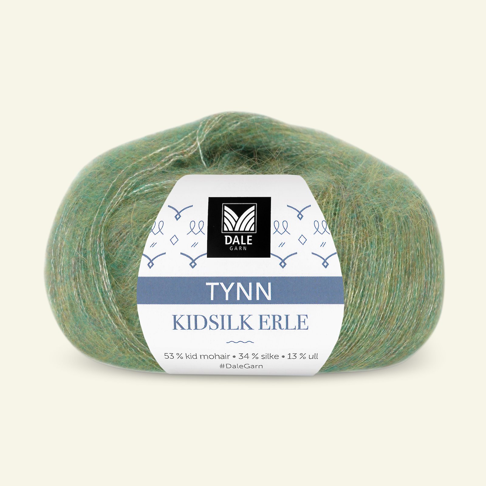 Dale Garn, silk mohair ullgarn "Tynn Kidsilk Erle", grønn melert (4017) 90000813_pack