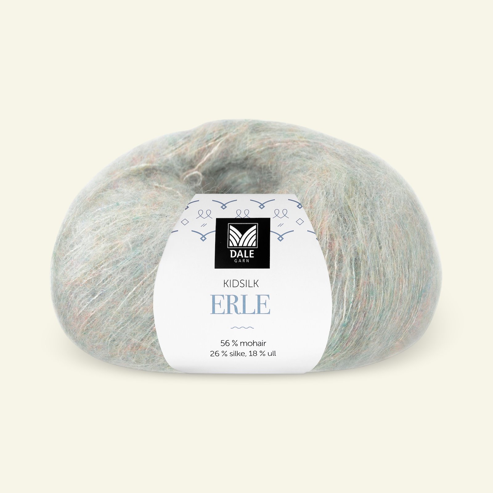 Dale Garn, silk mohair wool yarn "Kidsilk Erle", green/rose mel. (9055) 90000793_pack