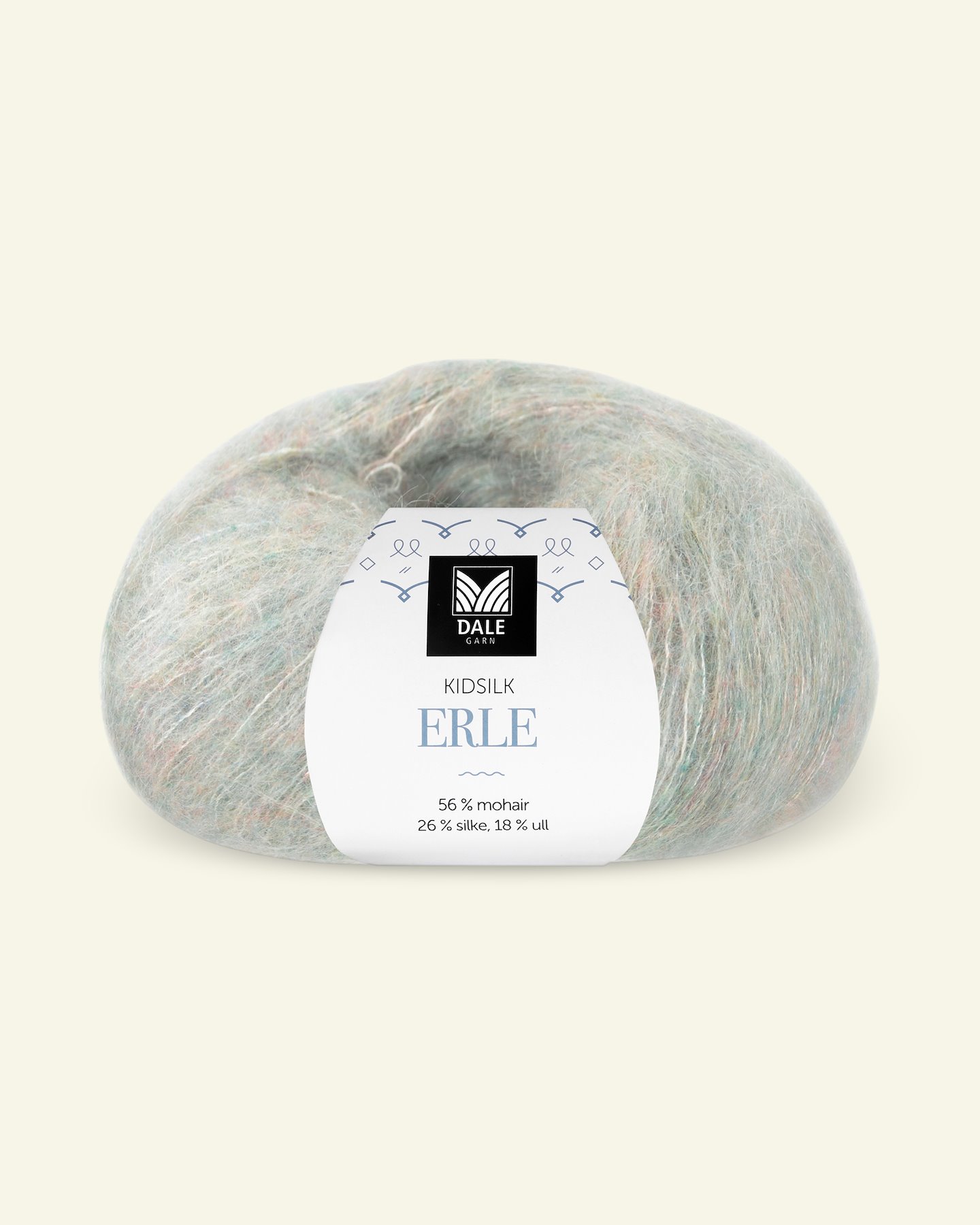 Dale Garn, silk mohair wool yarn "Kidsilk Erle", green/rose mel. (9055) 90000793_pack
