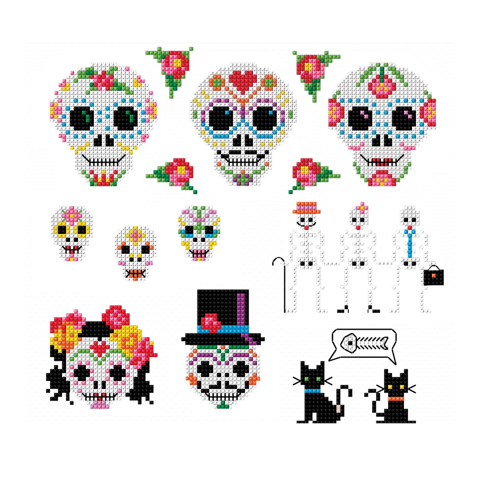 DMC Cross stitch template: Mexican day of the dead DIY1530_image_b.jpg