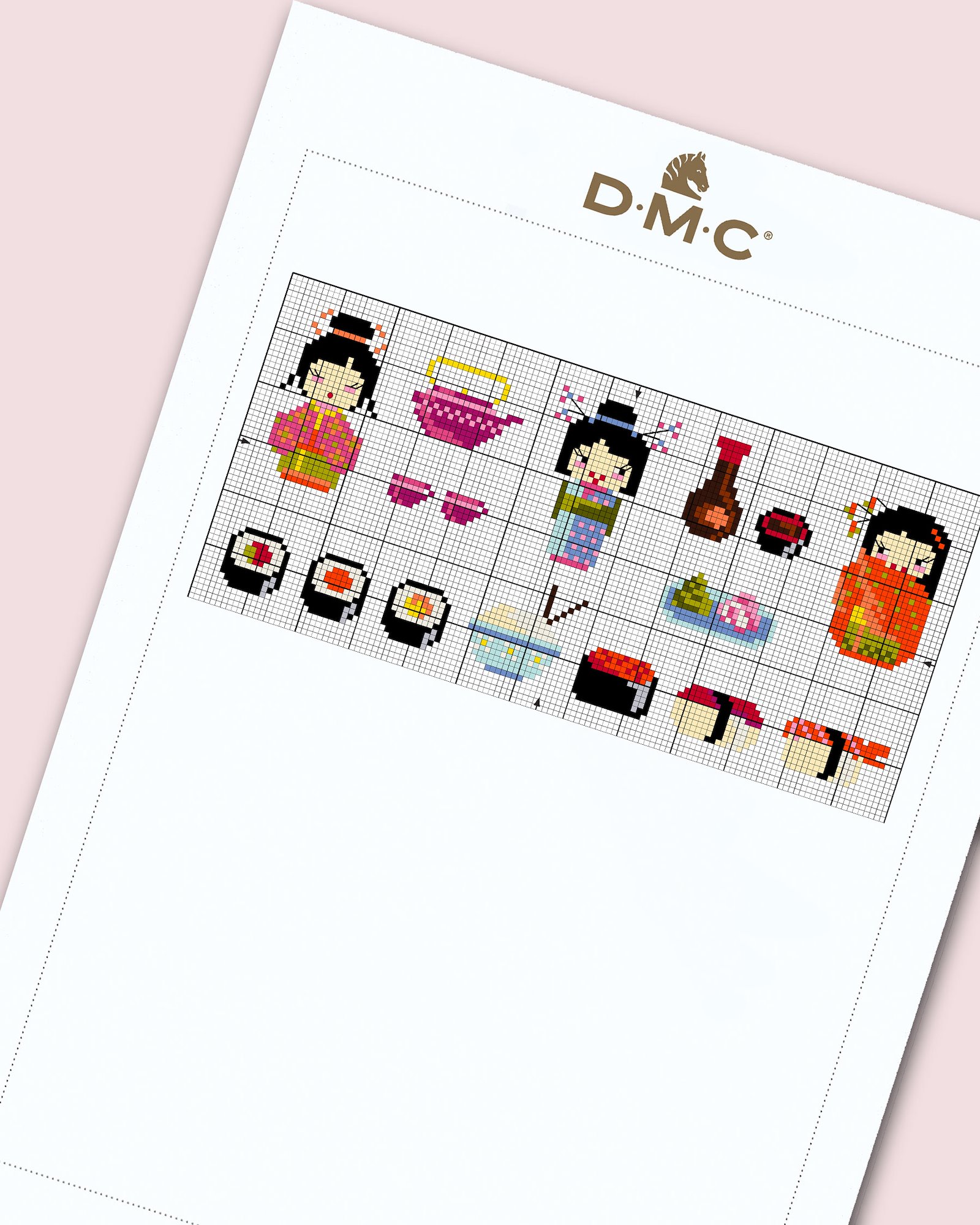 DMC Cross stitch template: Sushi girls DIY1538_image.jpg
