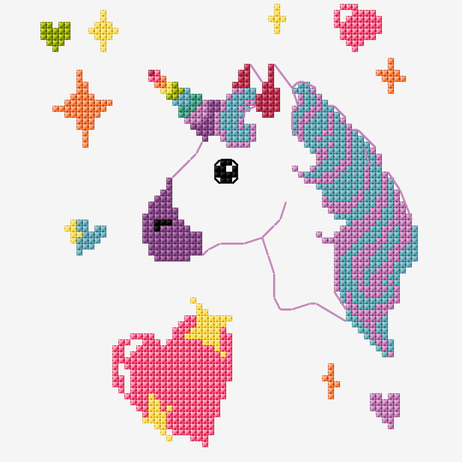 DMC Cross stitch template: Unicorn DIY1540_image_b.jpg