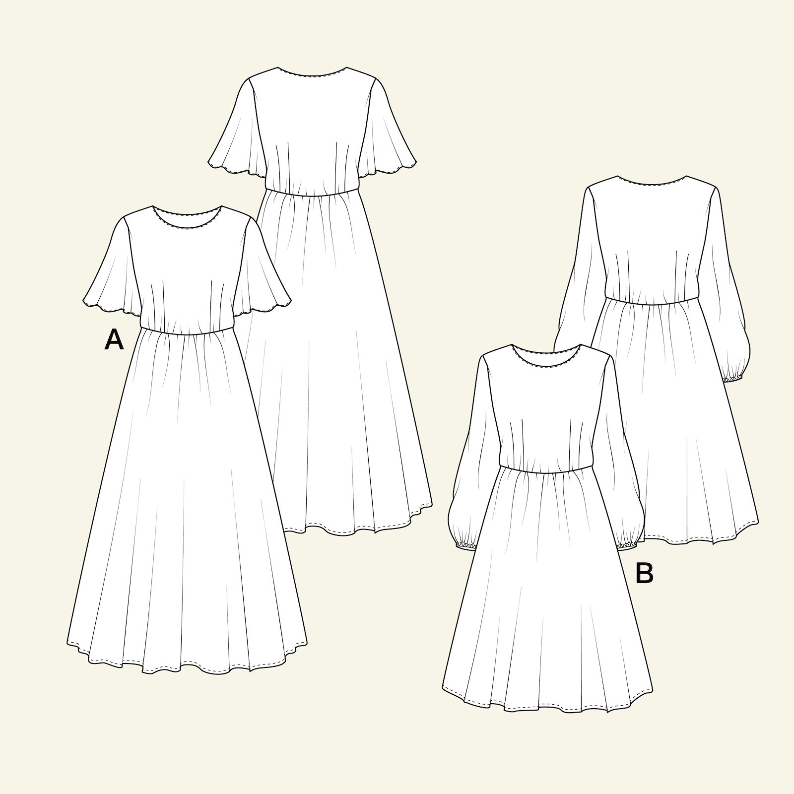 Dress with flare and elastic wais, 44/16 p23179000_p23179001_p23179002_p23179003_p23179004_pack_b.png