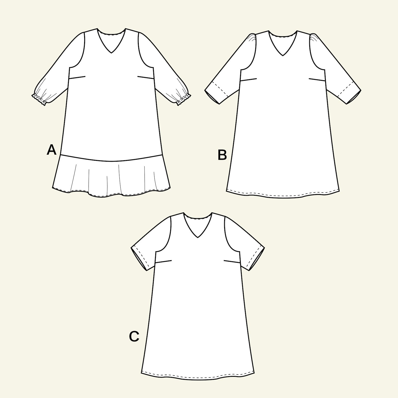 Dress with long and short sleeves, 54/26 p73018_pack