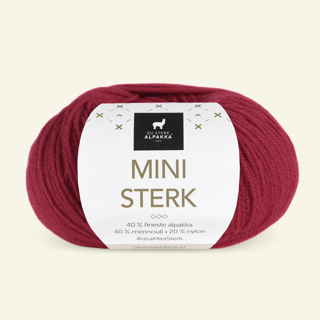 Se Du Store Alpakka, alpaca merino blandingsgarn "Mini Sterk", mørk rød (819) hos Selfmade