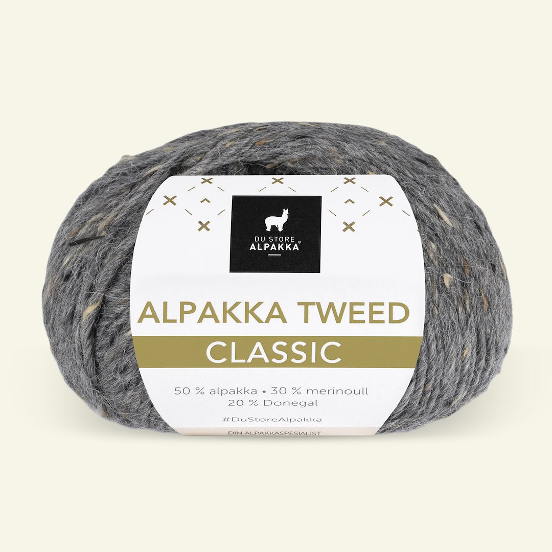 Se Du Store Alpakka, tweed uldgarn "Tweed Classic", mørk grå (102) hos Selfmade