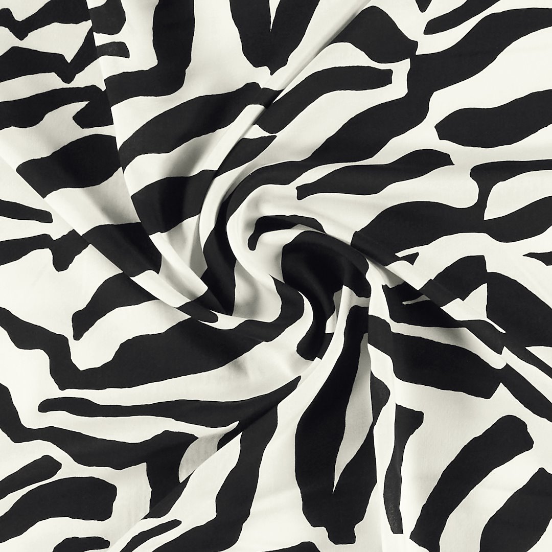 Billede af Ecovero vævet viscose sort/hvid zebra