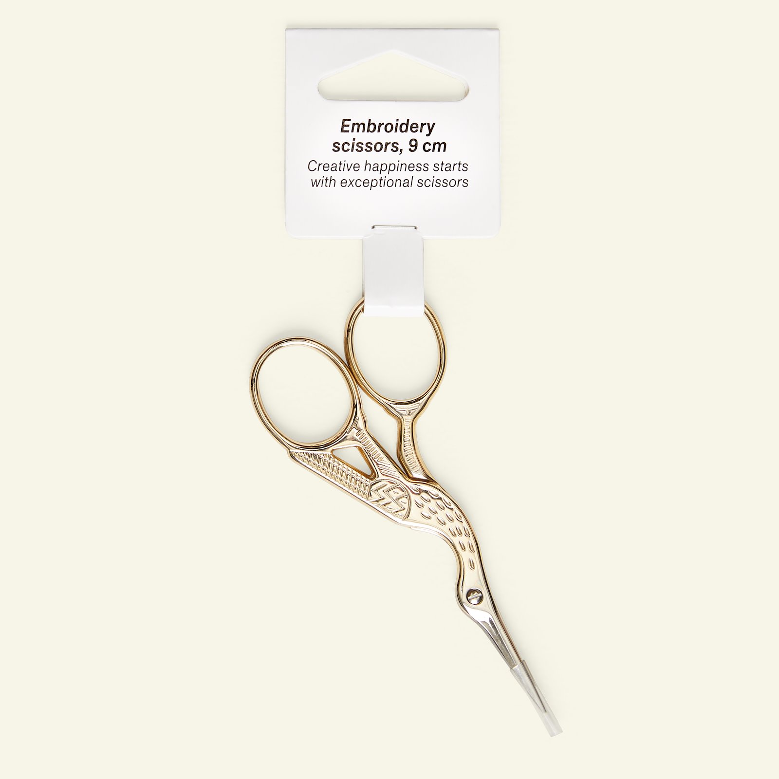 Embroidery scissors stork 9cm gold col. 42012_pack_b