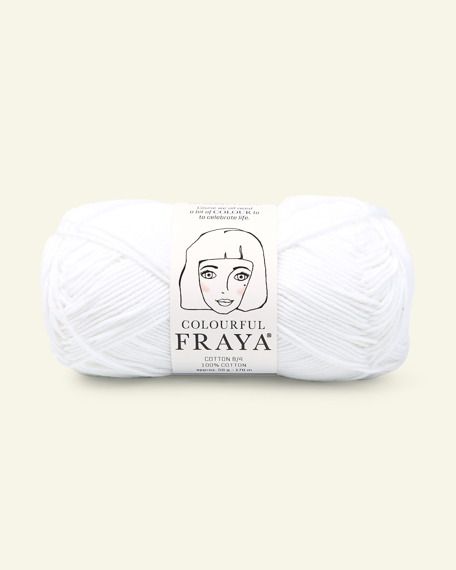 FRAYA, 100% bomuldsgarn, Cotton 8/4, "Colourful", hvid 90060001_pack