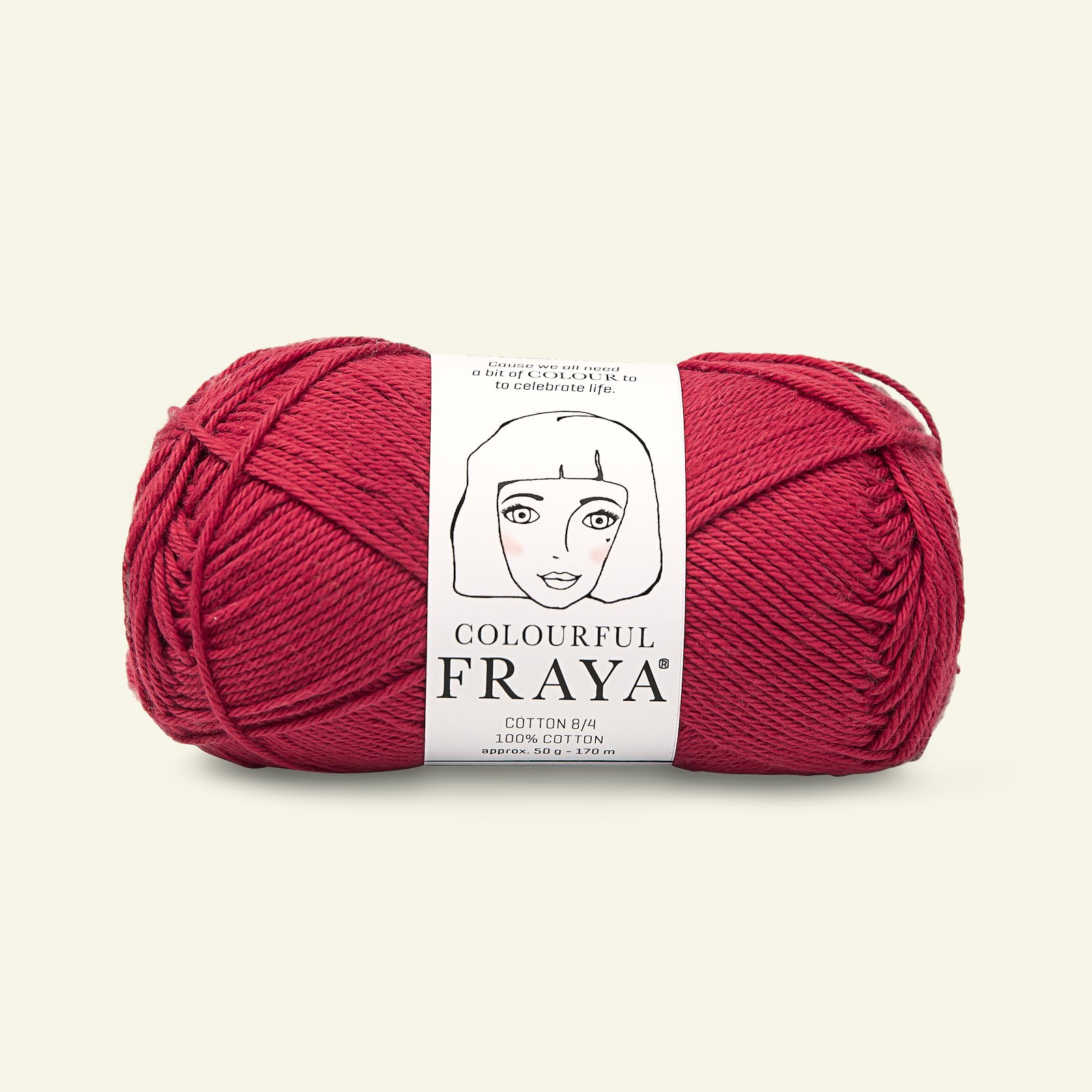 FRAYA, 100% bomuldsgarn, Cotton 8/4, "Colourful", mørk rød 90060012_pack