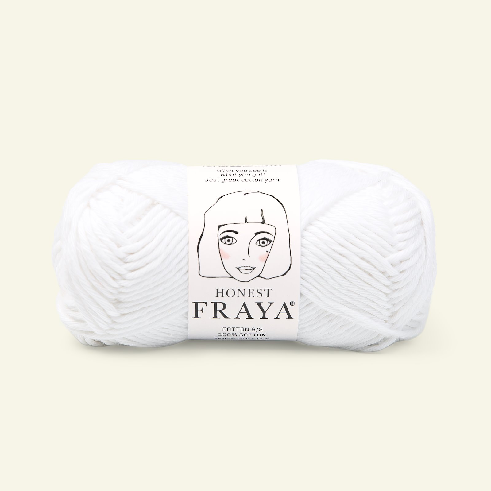FRAYA, 100% bomuldsgarn, Cotton 8/8, "Honest", hvid 90061001_pack