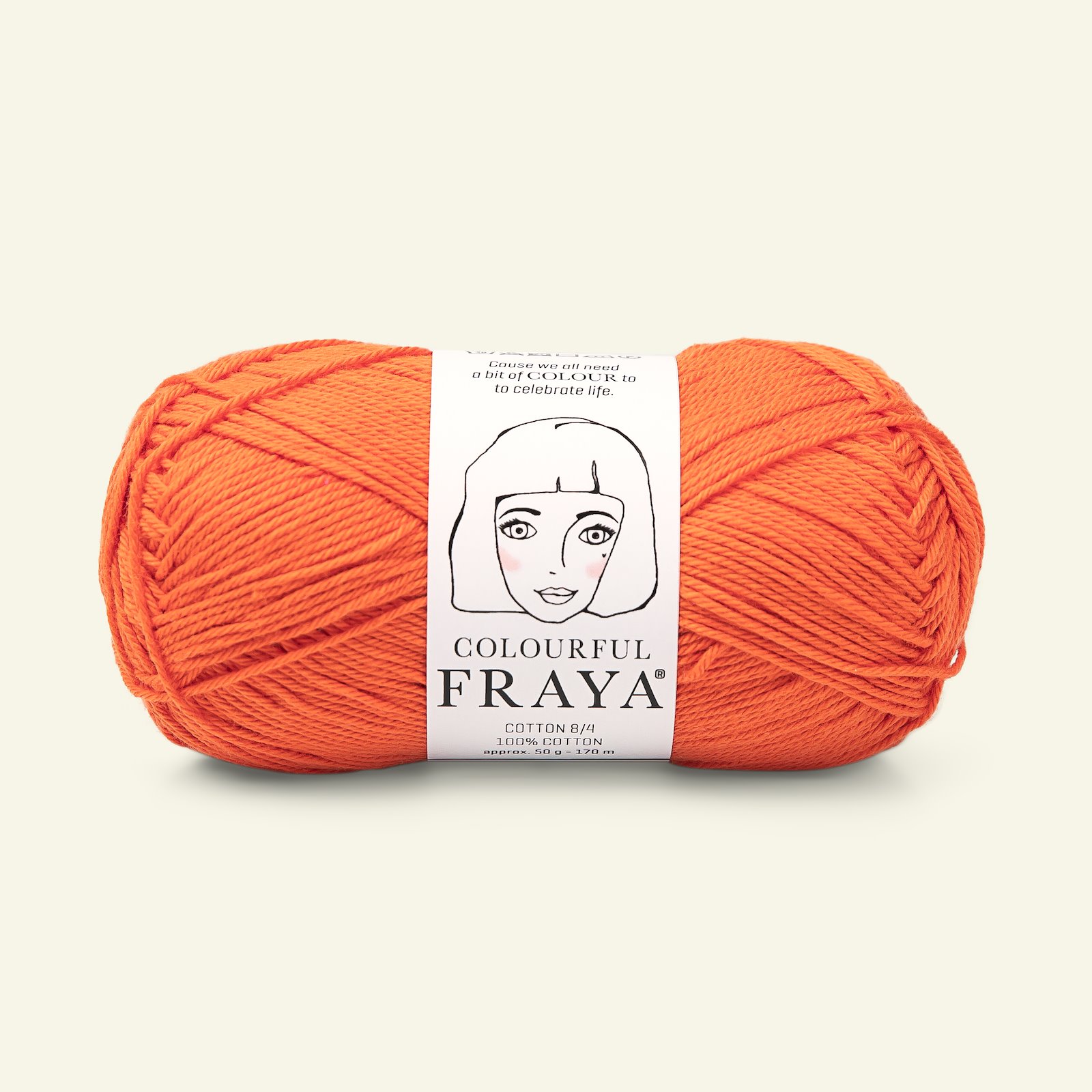 FRAYA, 100% bomullsgarn, cotton 8/4, "Colourful", brent oransje 90060094_pack