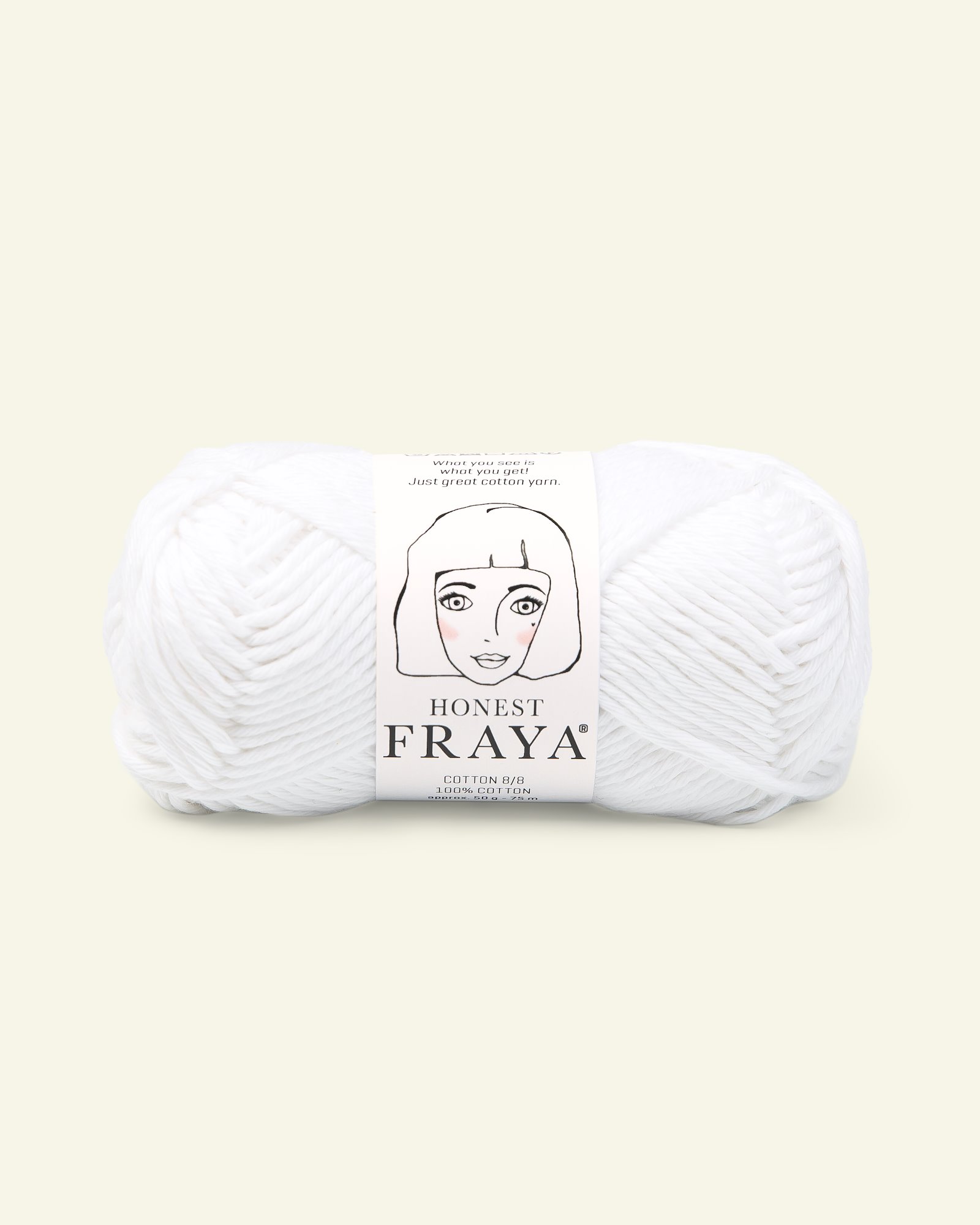 FRAYA, 100% bomullsgarn, cotton 8/8, "Honest", hvit 90061001_pack