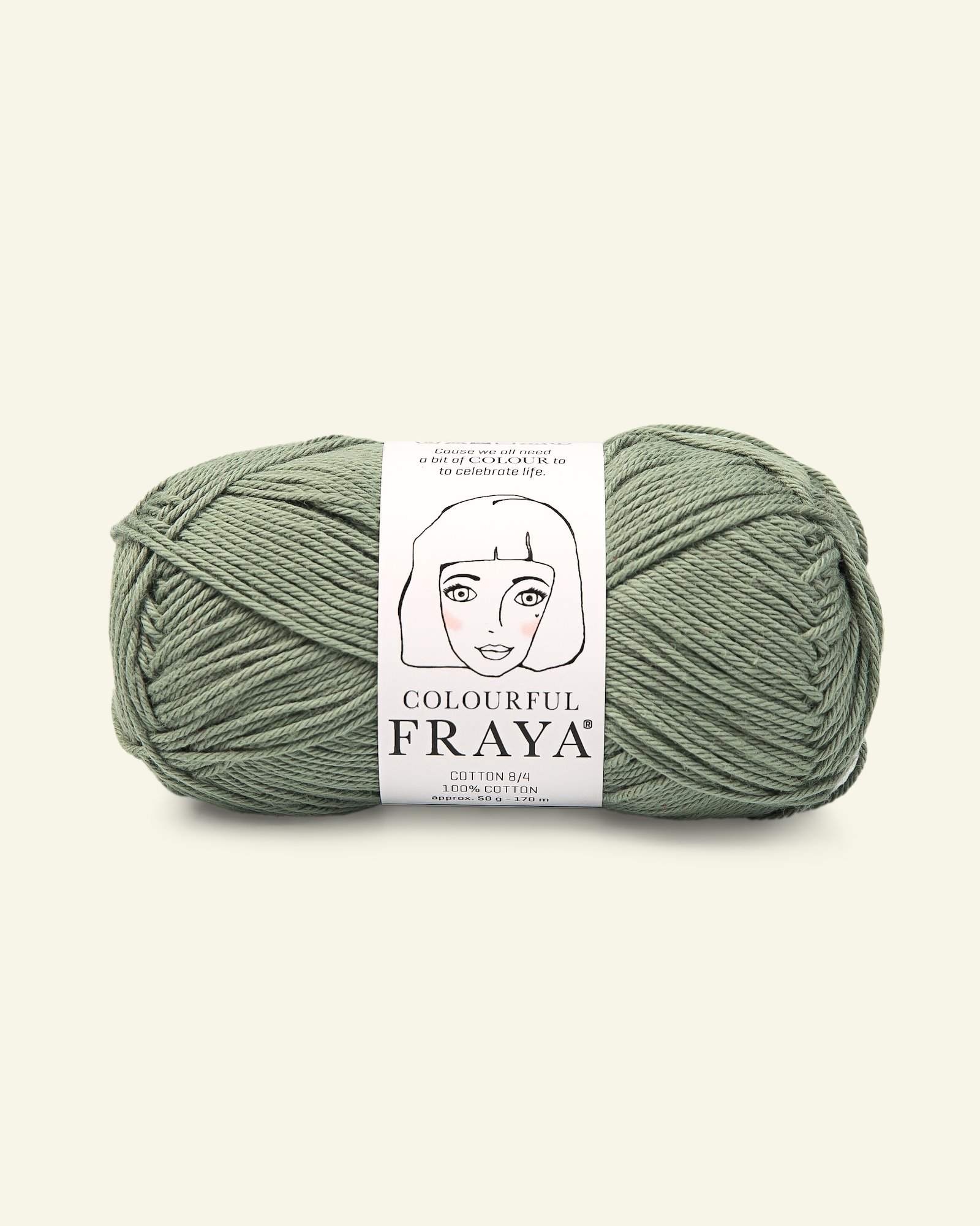 FRAYA, 100% cotton 8/4  yarn  "Colourful", dusty eucalyptus 90060075_pack
