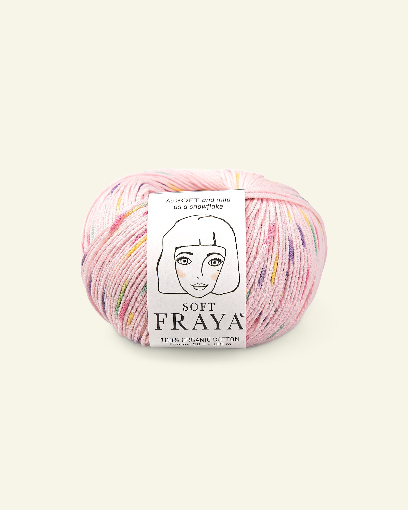 FRAYA, 100% organic cotton yarn "Soft", baby pink splash 90000060_pack