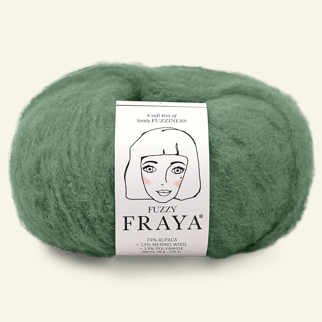 Se FRAYA , alpacagarn "Fuzzy", jade grøn hos Selfmade