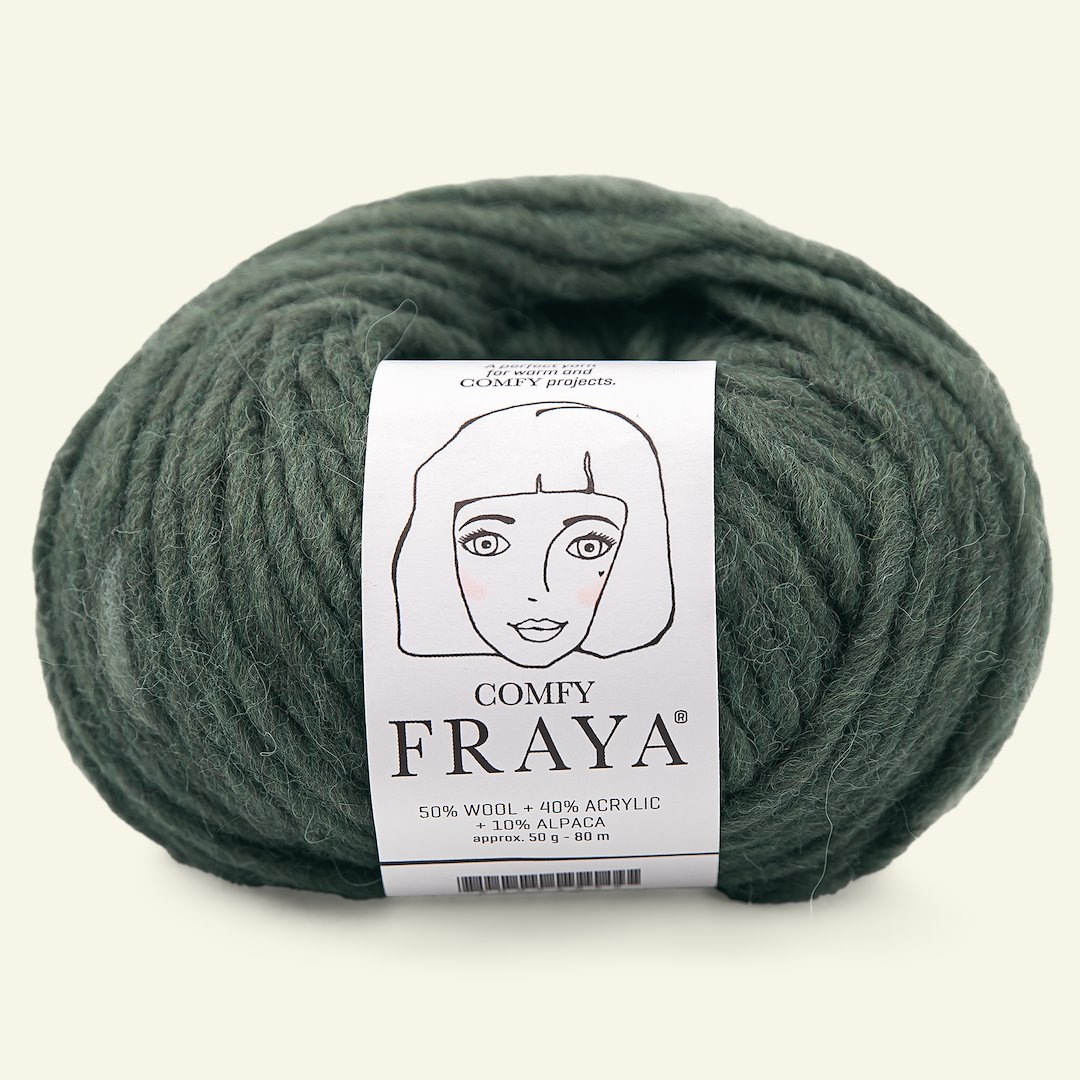 Se FRAYA, blandingsgarn med uld "Comfy", grå grøn hos Selfmade