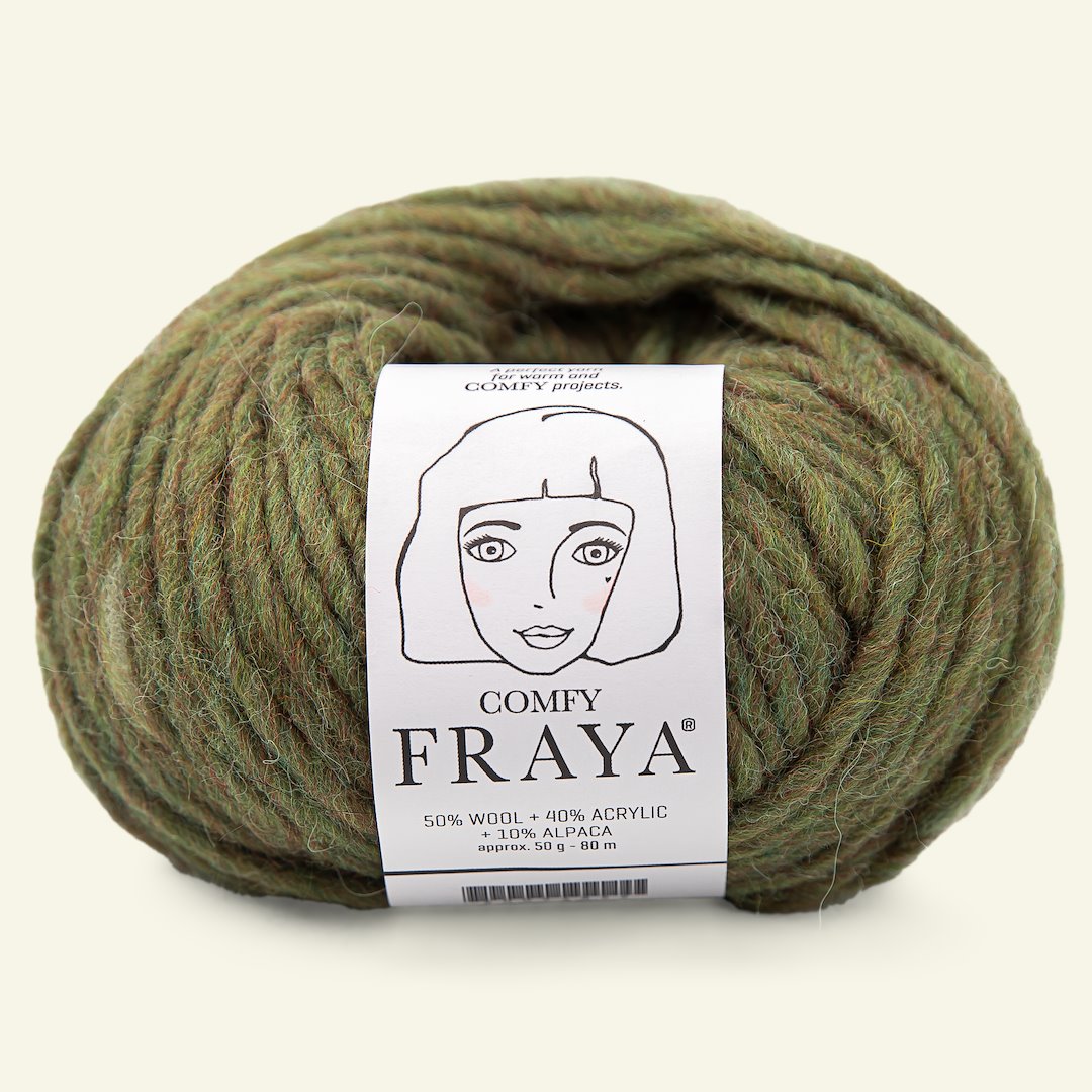 Se FRAYA, blandingsgarn med uld "Comfy", mosgrøn hos Selfmade
