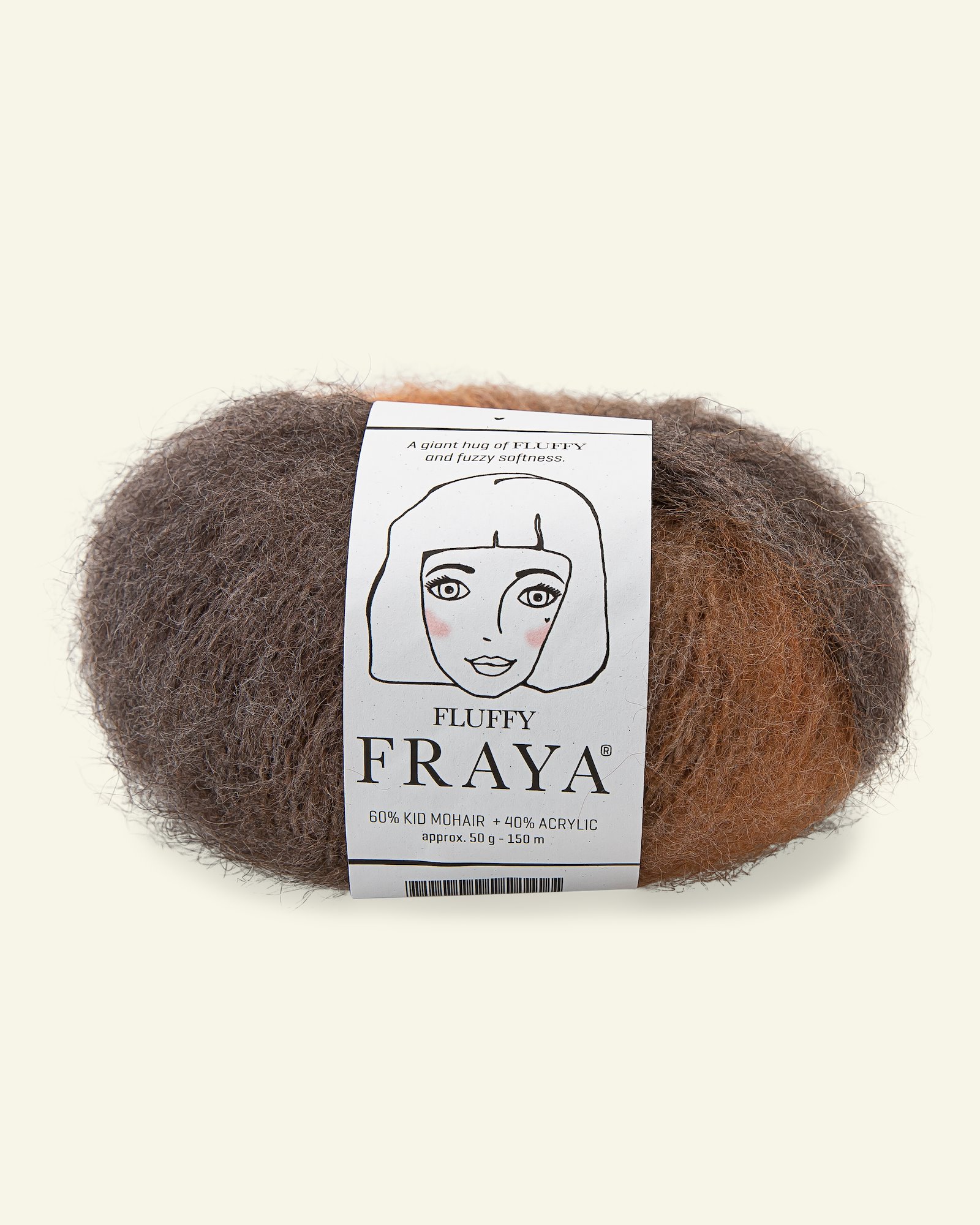 FRAYA, kid mohair blandingsgarn "Fluffy", brun mix 90000095_pack