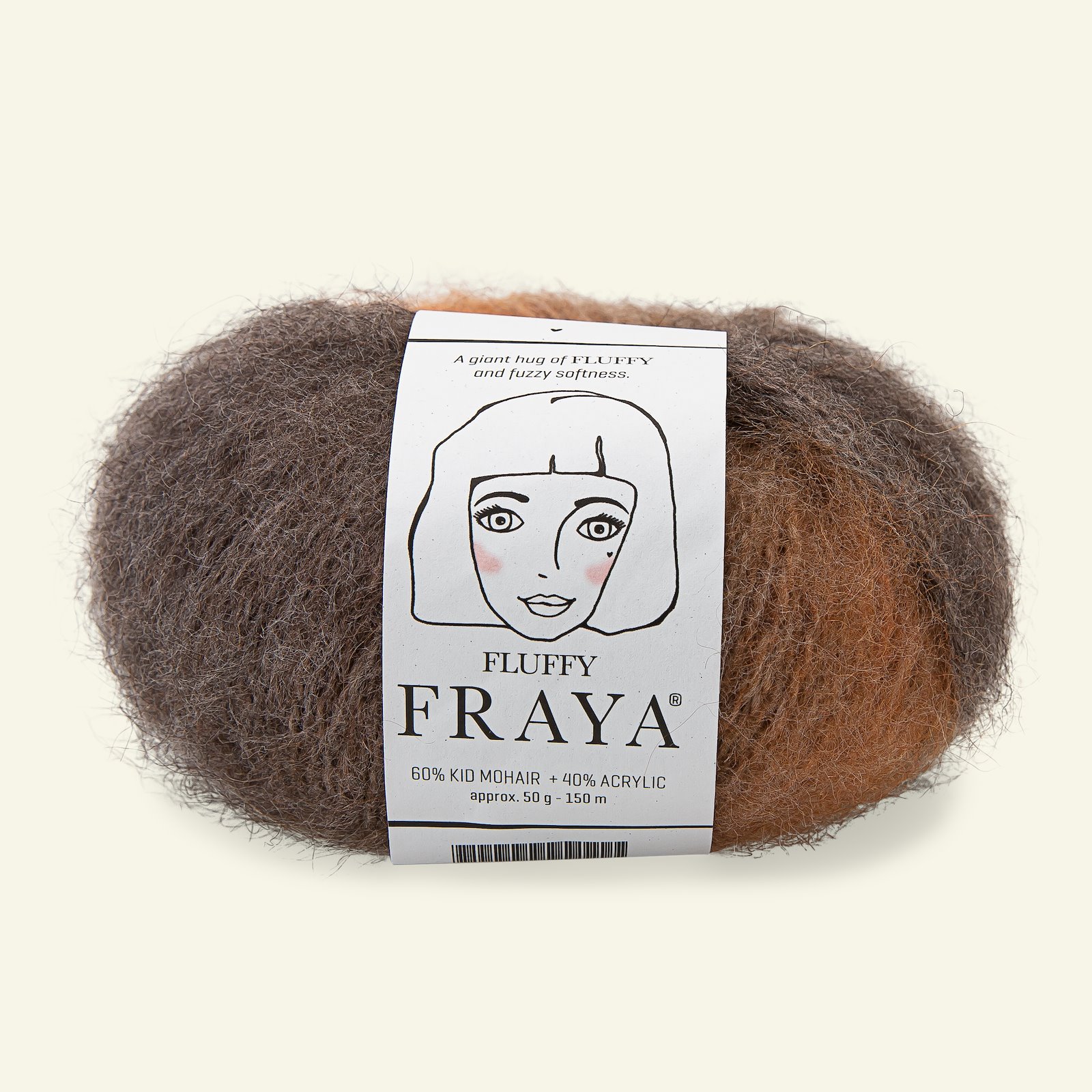 FRAYA, kid mohair mixed yarn "Fluffy", brown mix 90000095_pack
