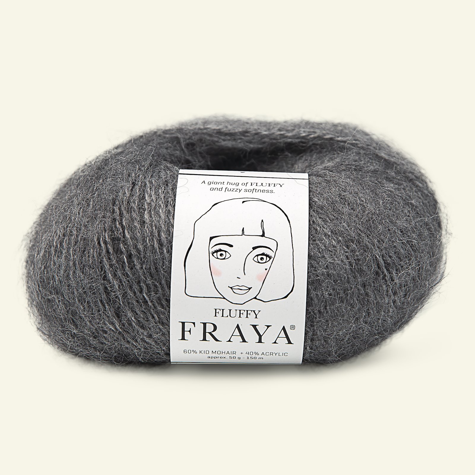 FRAYA, kid mohair mixed yarn "Fluffy", dark grey melange 90066341_pack