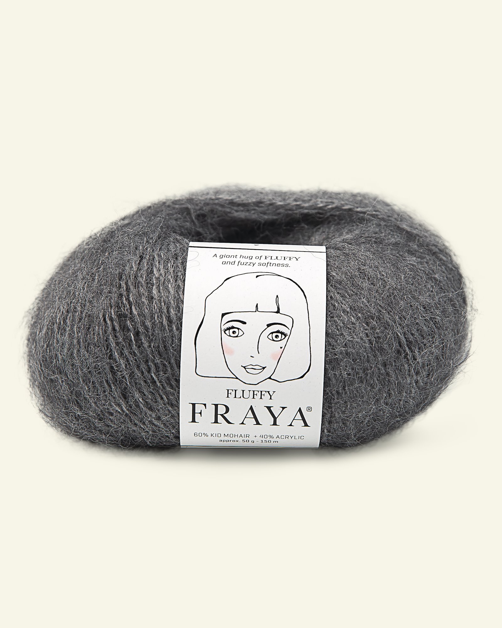 FRAYA, kid mohair mixed yarn "Fluffy", dark grey melange 90066341_pack