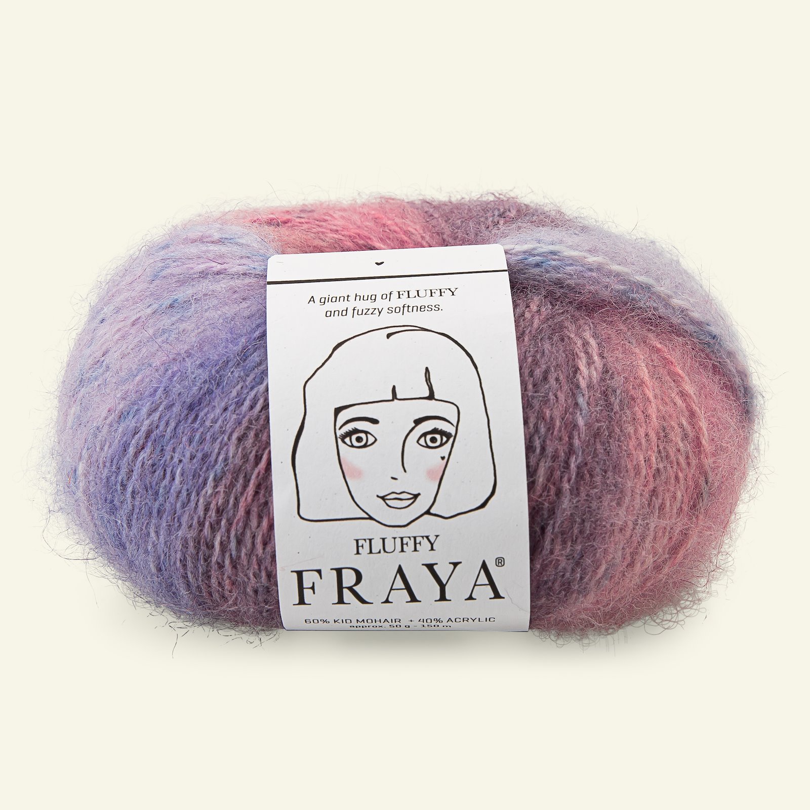 FRAYA, kid mohair mixed yarn "Fluffy", ligth purple mix 90000096_pack