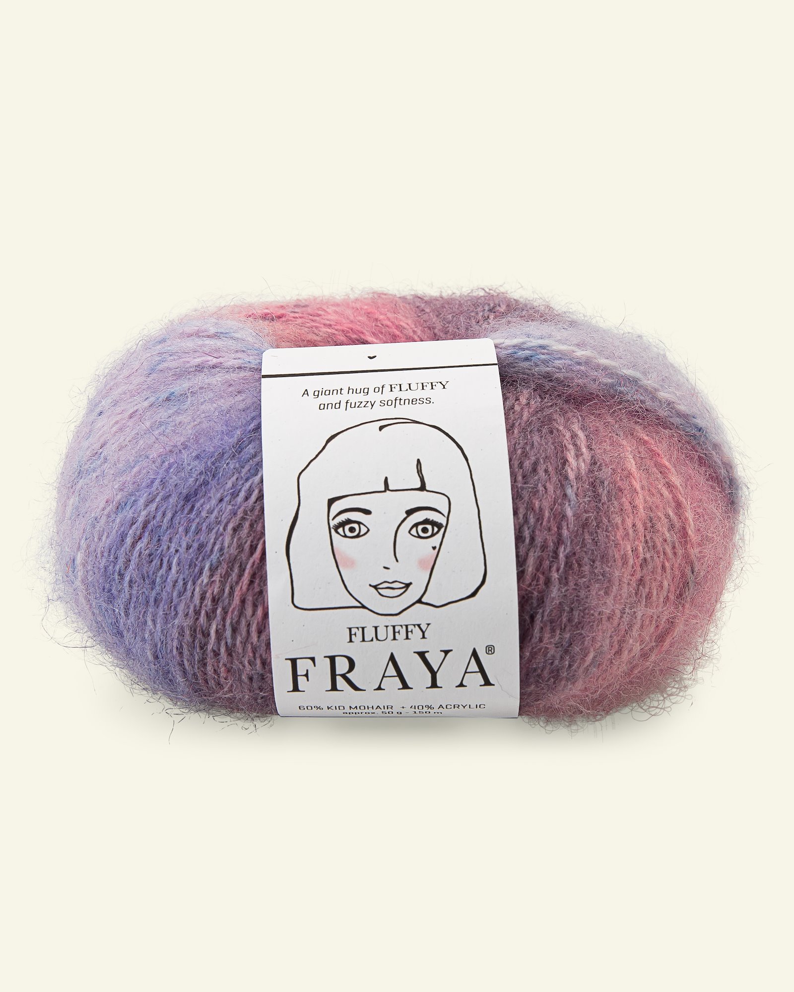 FRAYA, kid mohair mixed yarn "Fluffy", ligth purple mix 90000096_pack
