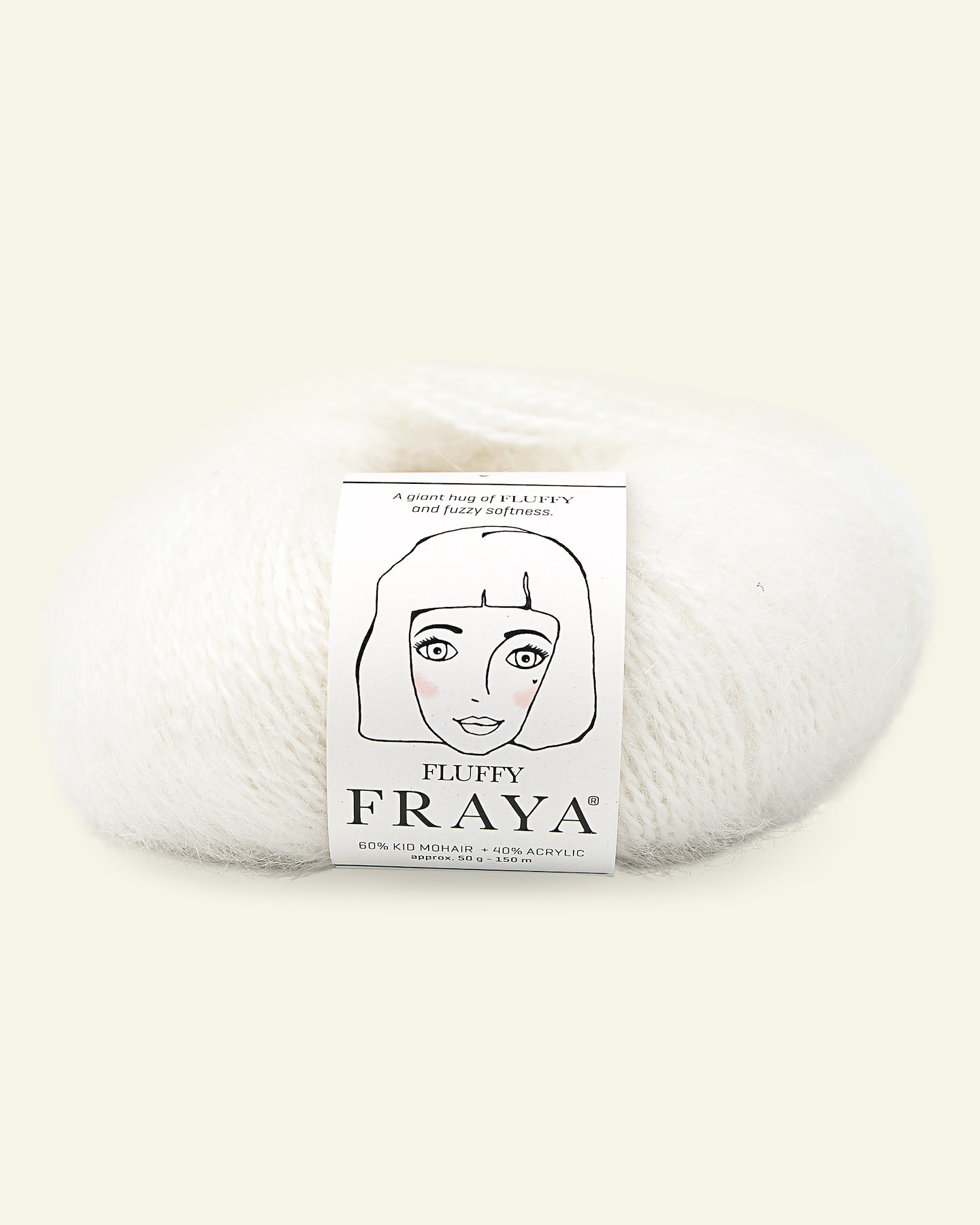 FRAYA, kid mohair mixed yarn "Fluffy", white 90000909_pack