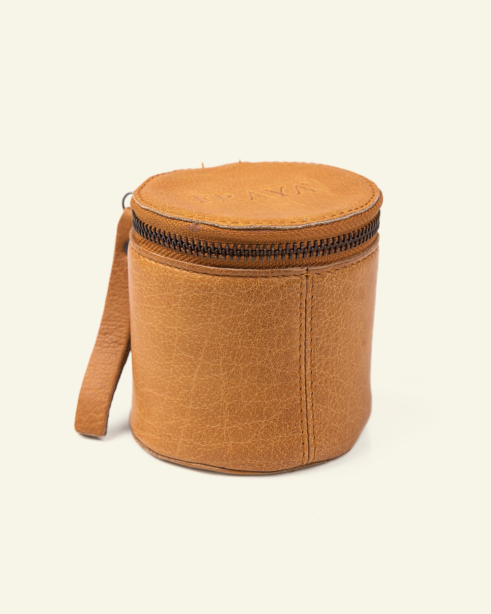 FRAYA leather cube Ø:9xH:8cm brown 96801_pack