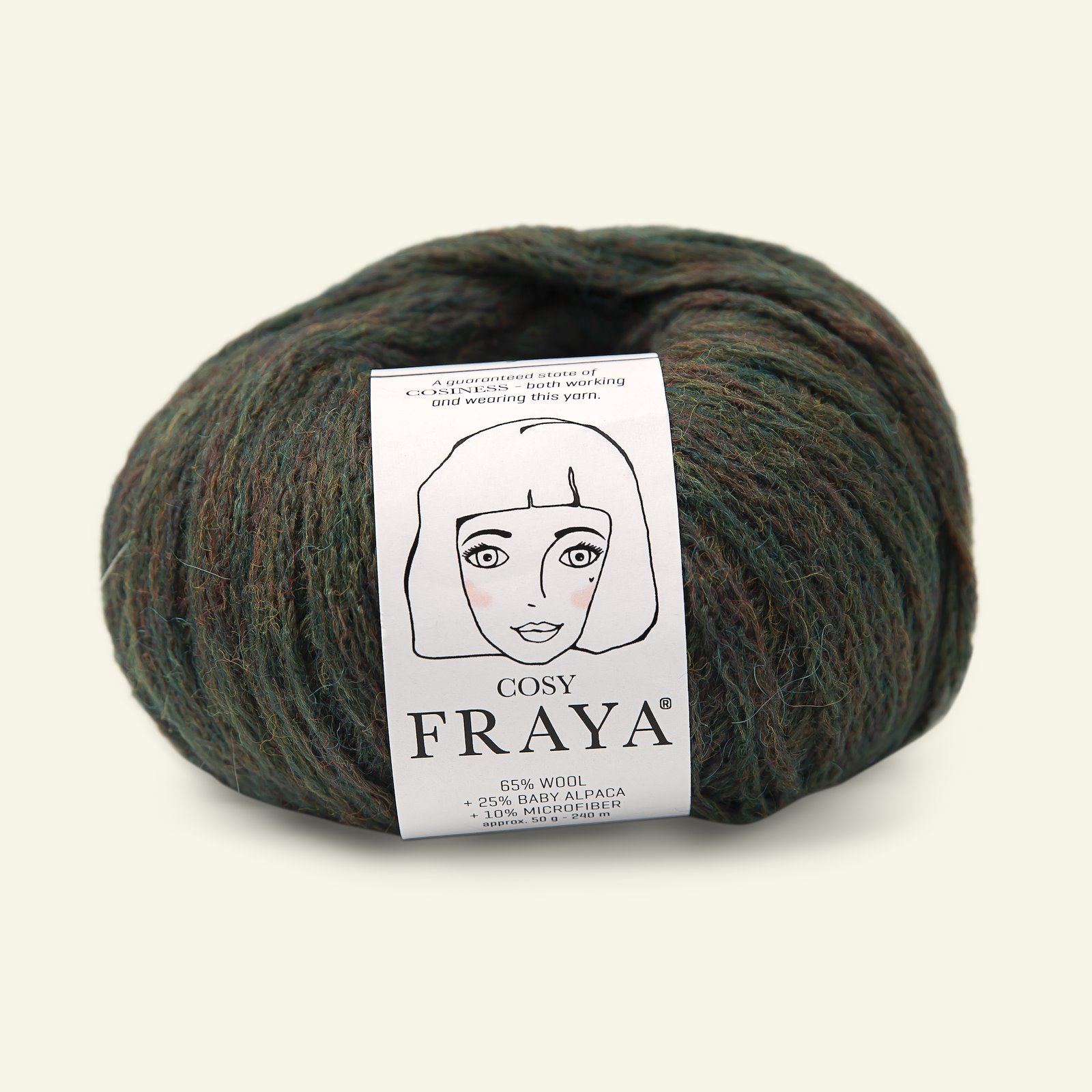 FRAYA, merino blandingsgarn/blow yarn "Cosy", varm flaskegrøn melange 90054728_pack