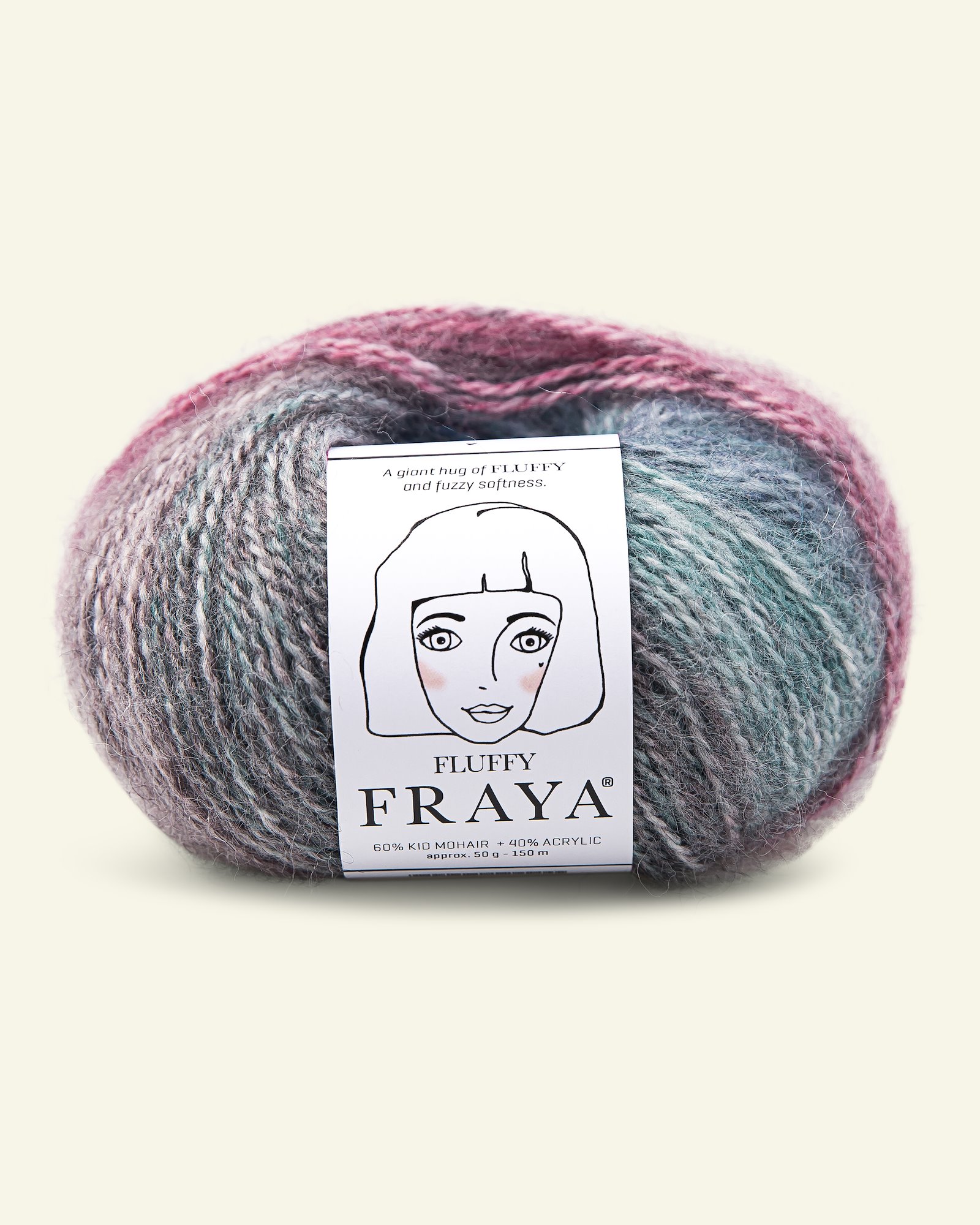 FRAYA, mohair/acrylic yarn "Fluffy", pink/purple mix 90000029_pack