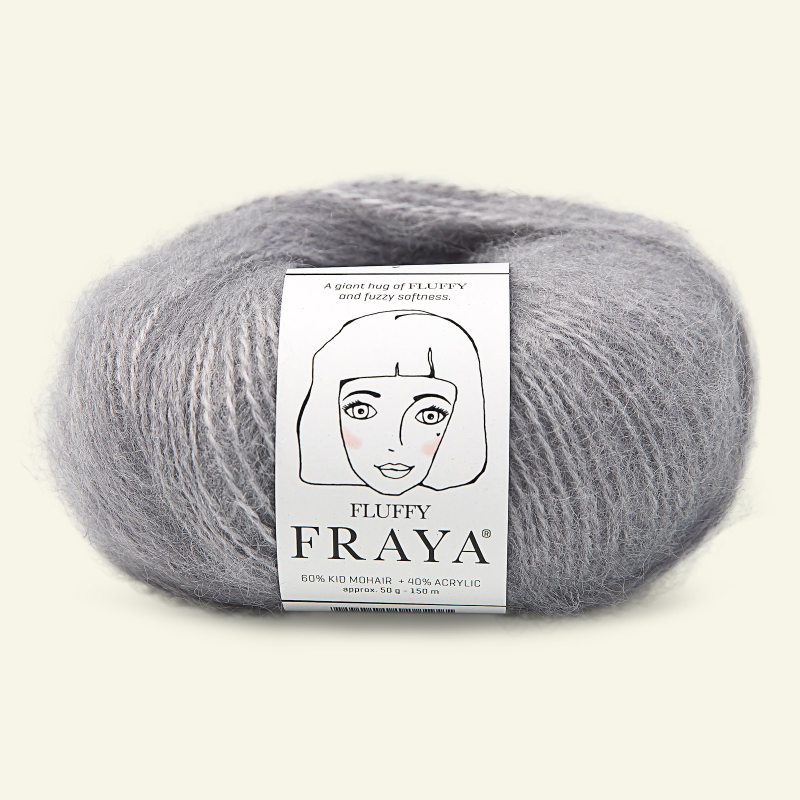 FRAYA, mohair/akrylgarn "Fluffy", lys grå 90066340_pack