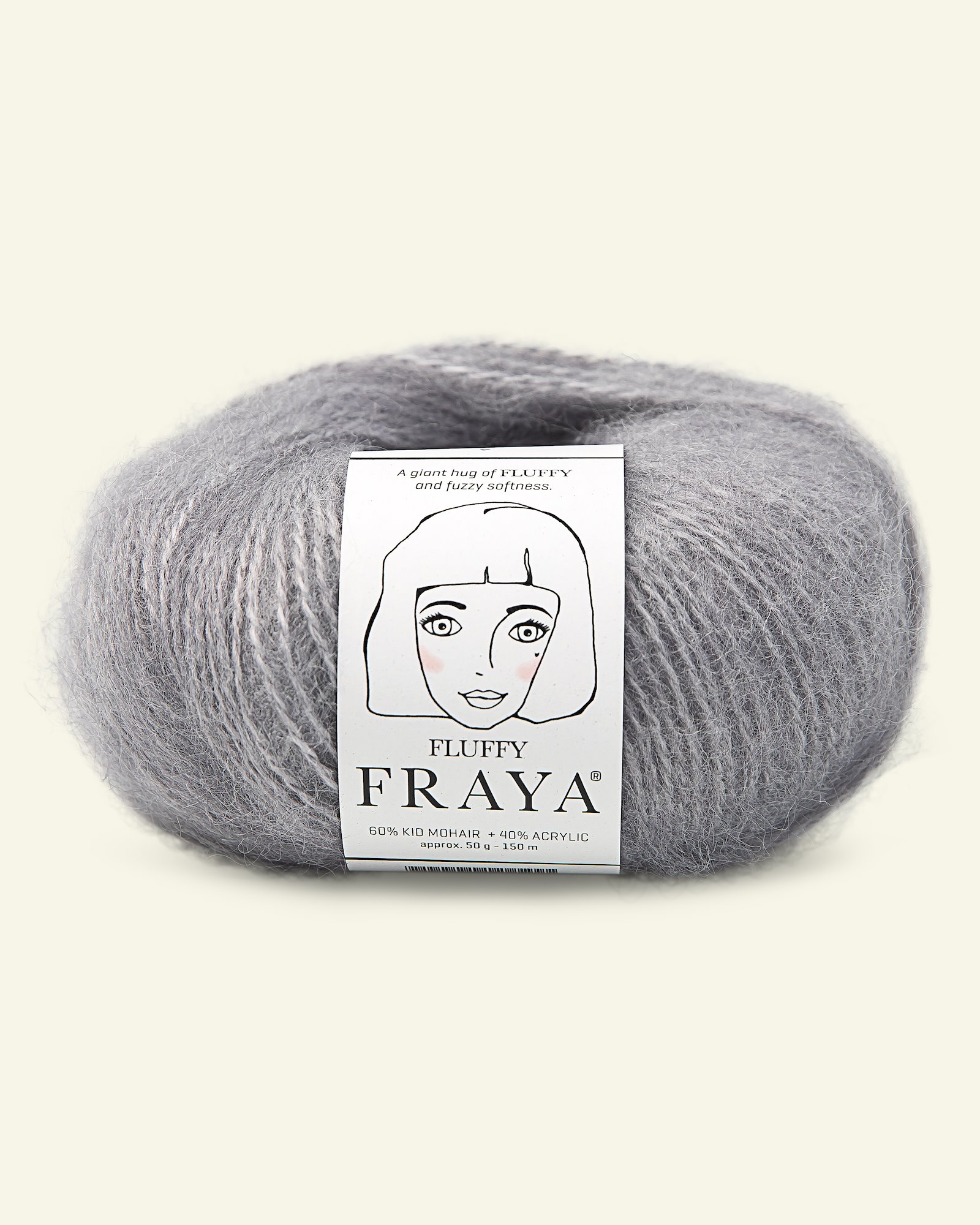 FRAYA, mohair/akrylgarn "Fluffy", lys grå 90066340_pack