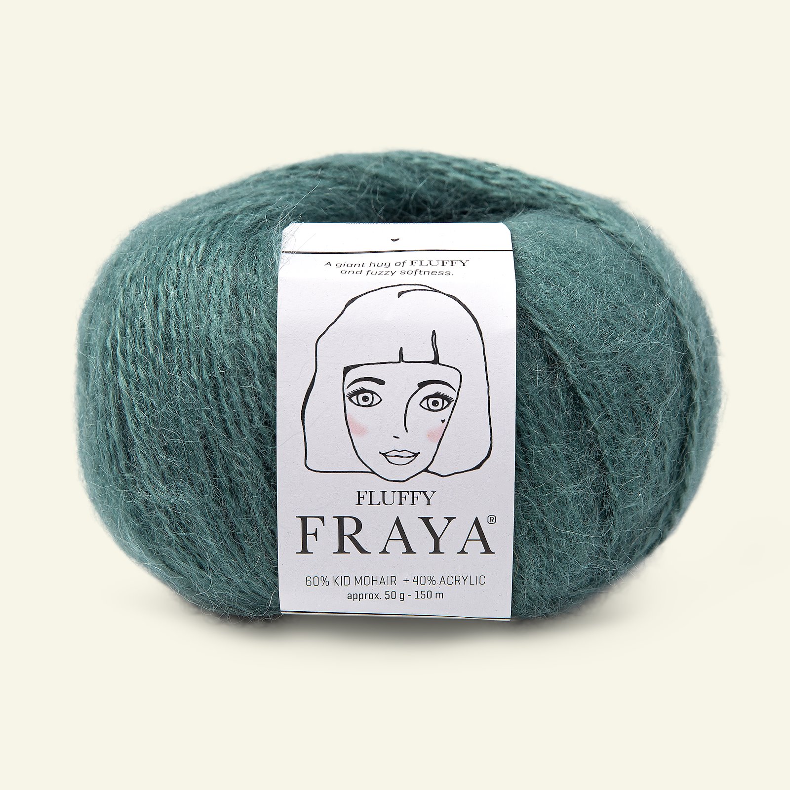 FRAYA, mohair/akrylgarn "Fluffy", støvet grønn 90066347_pack