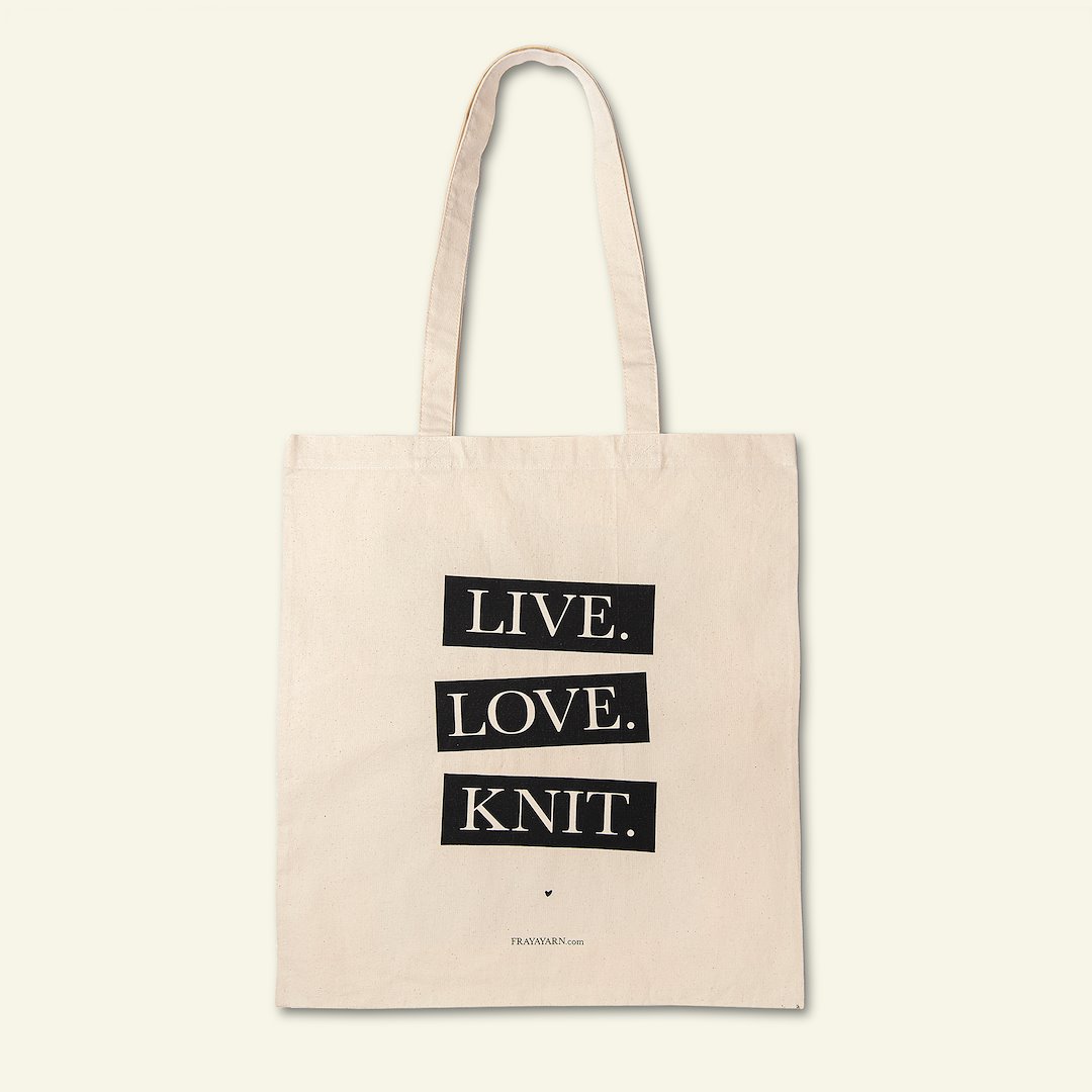 Se FRAYA Shopper 35x39cm; Live, Love, Knit hos Selfmade