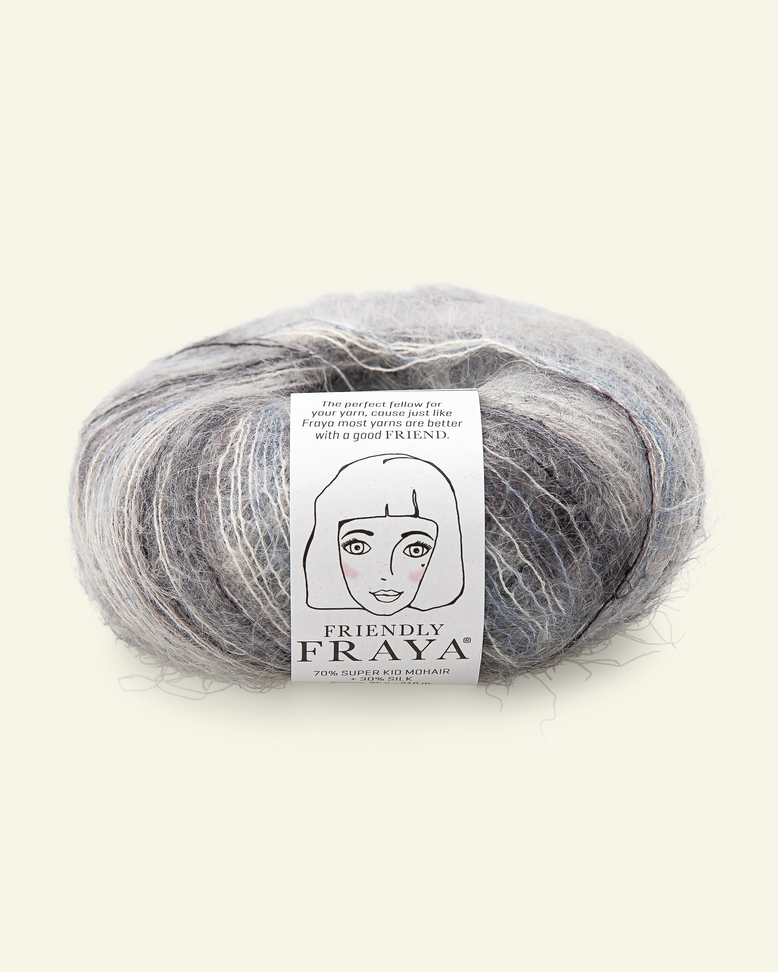 FRAYA, silk mohair garn "Friendly", grå mix 90000101_pack