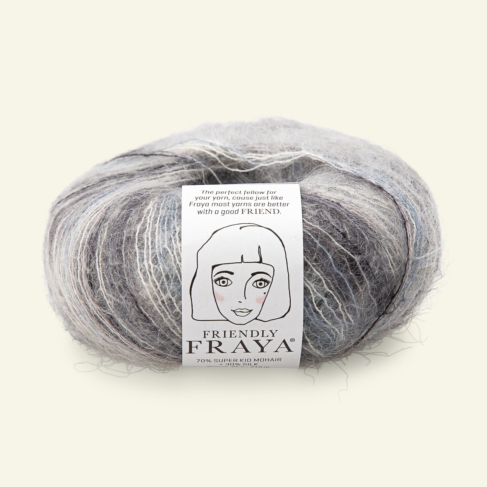 FRAYA, silk mohair garn "Friendly", grå mix 90000101_pack