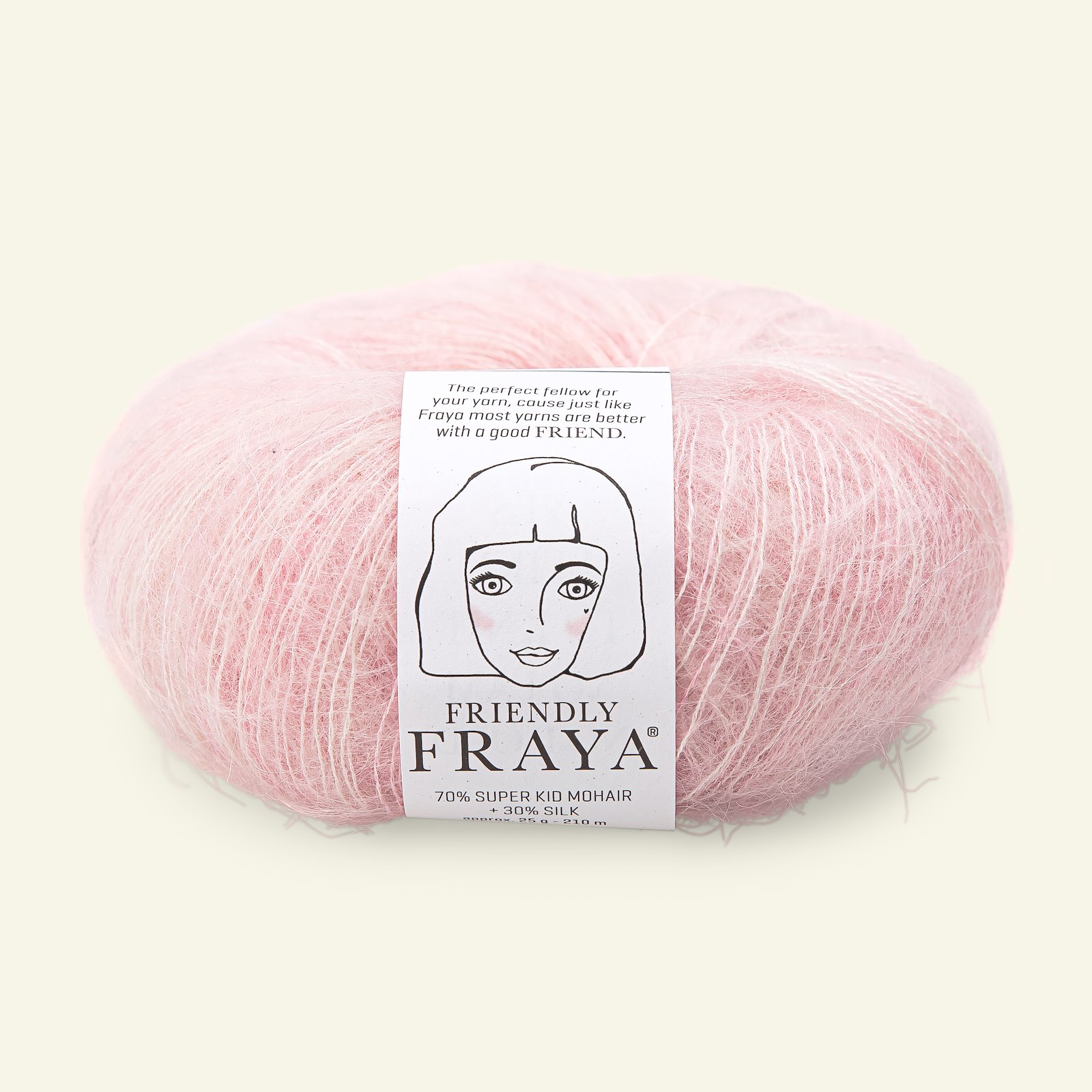 FRAYA, silk mohair garn "Friendly", lys rosa mix 90000102_pack