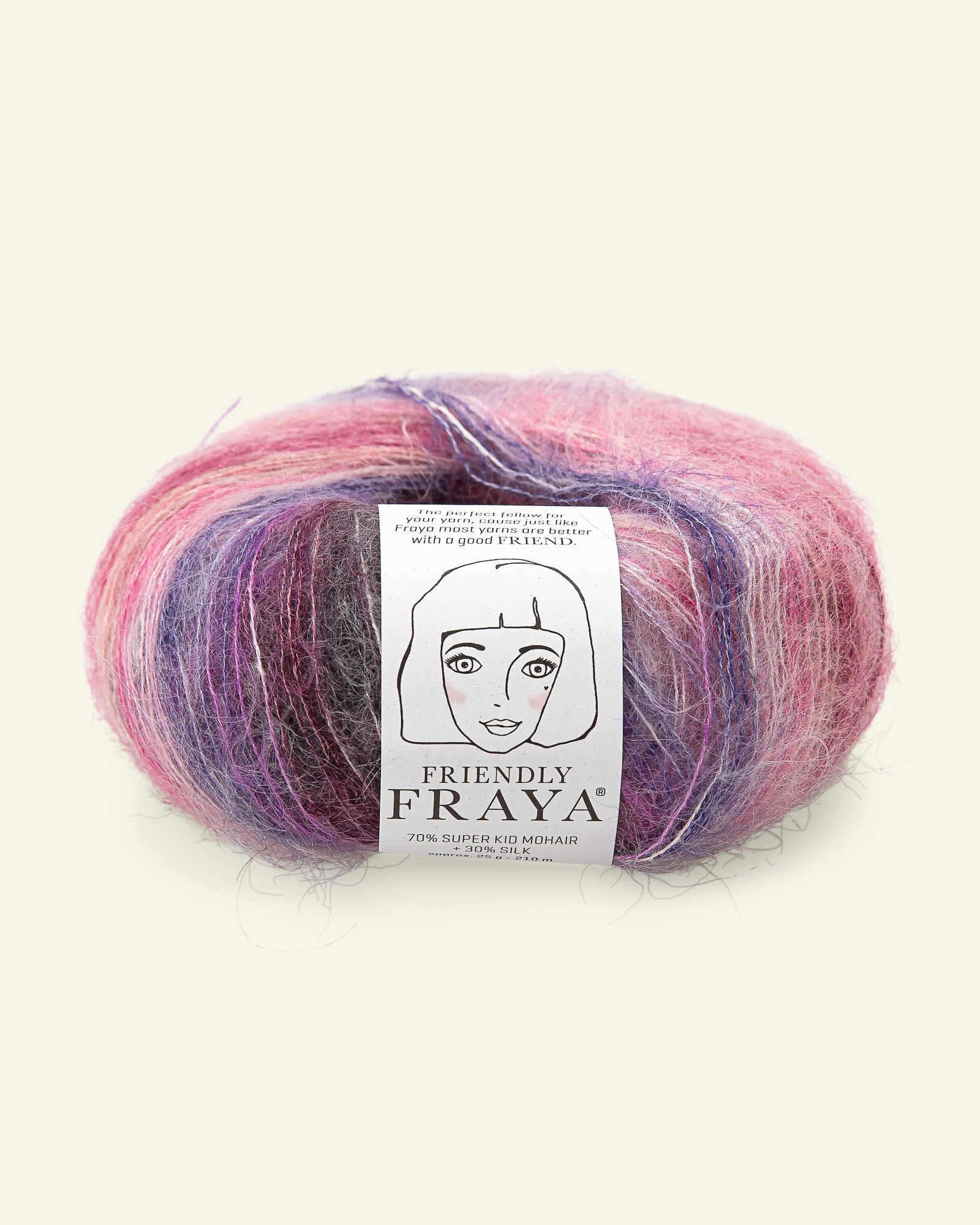 FRAYA, silk mohair yarn "Friendly", purple mix 90000100_pack